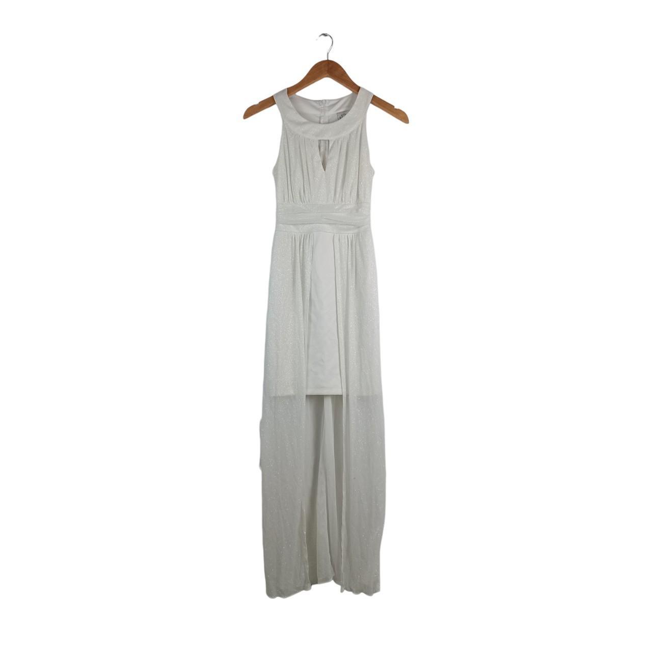 Dress Women UK4 White High-Low Maxi