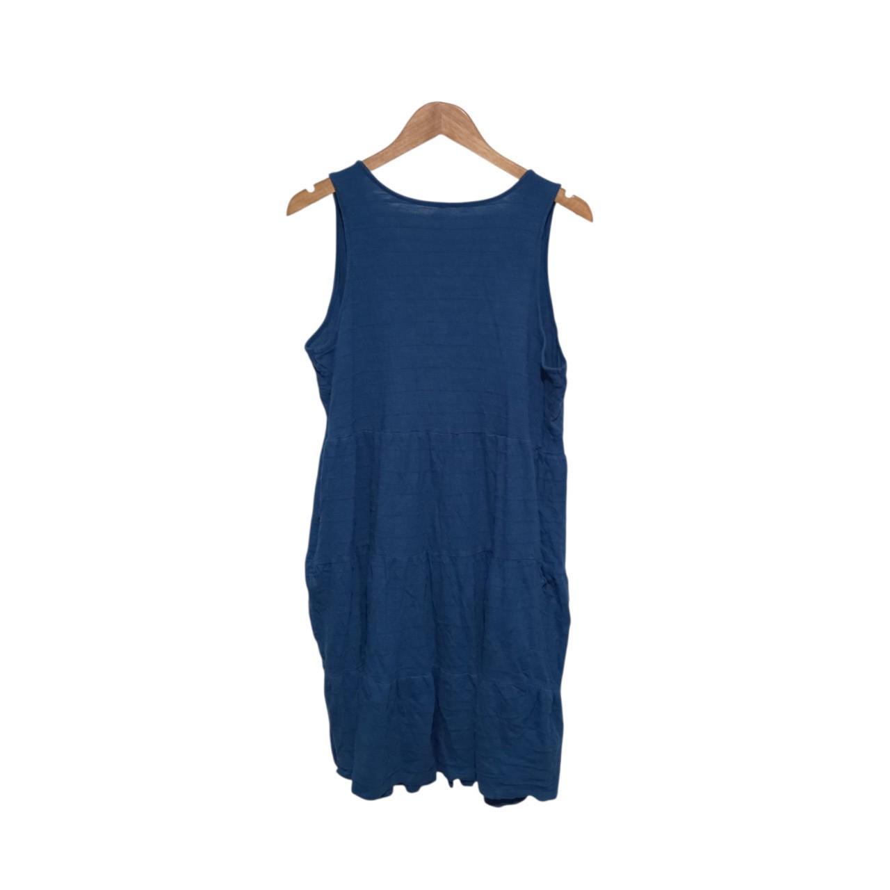 Dress Women Large Blue Button-Up Dress