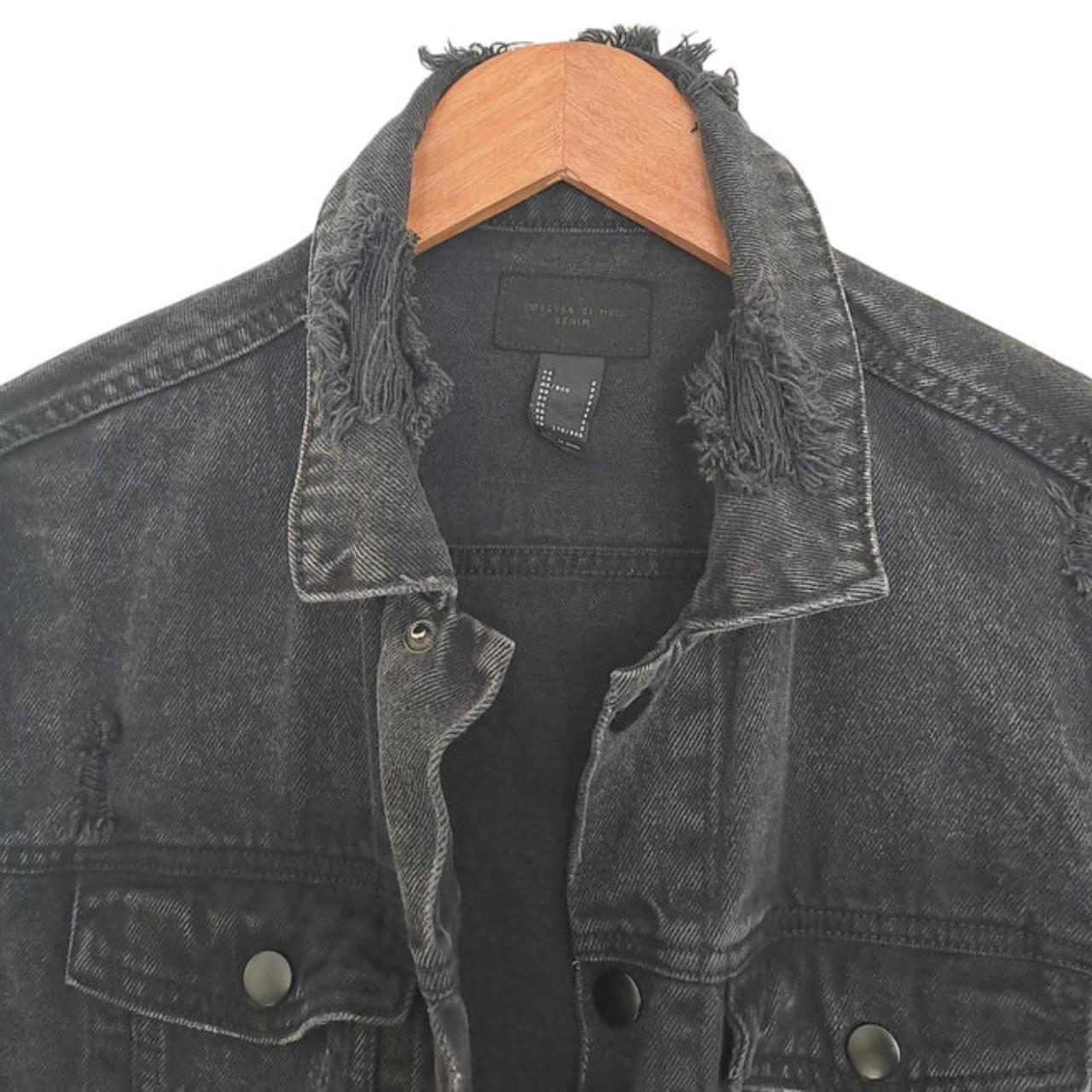 Jacket Men Small Black Distressed Denim