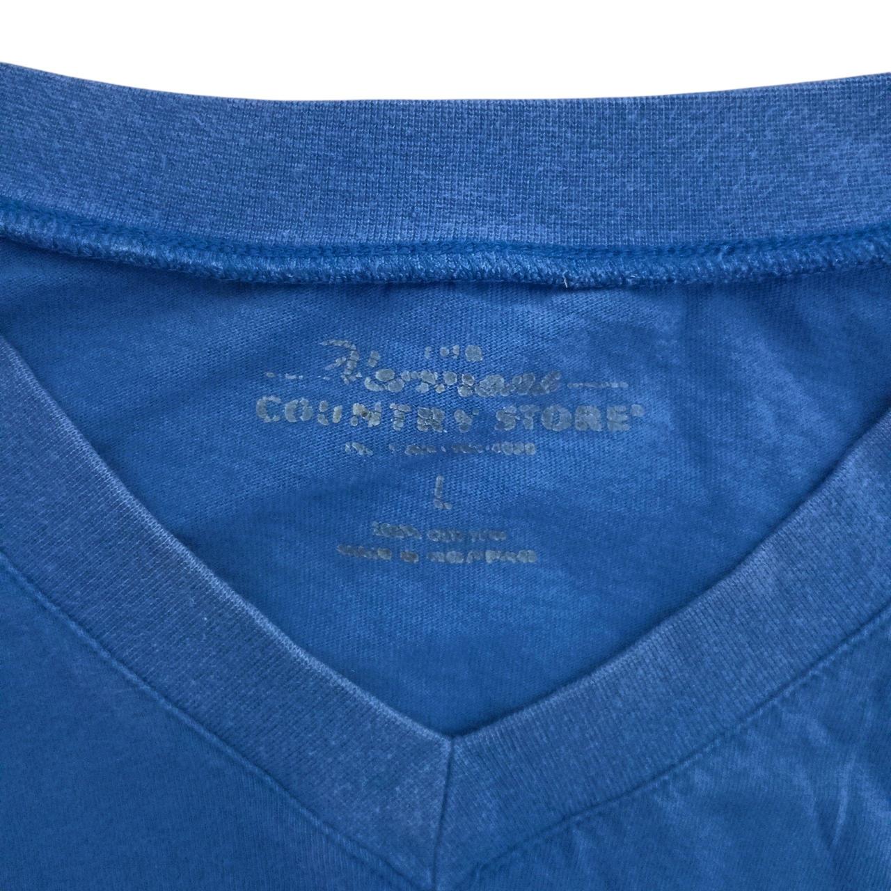 Shirt Women Large Blue Long Sleeve Cotton V-Neck