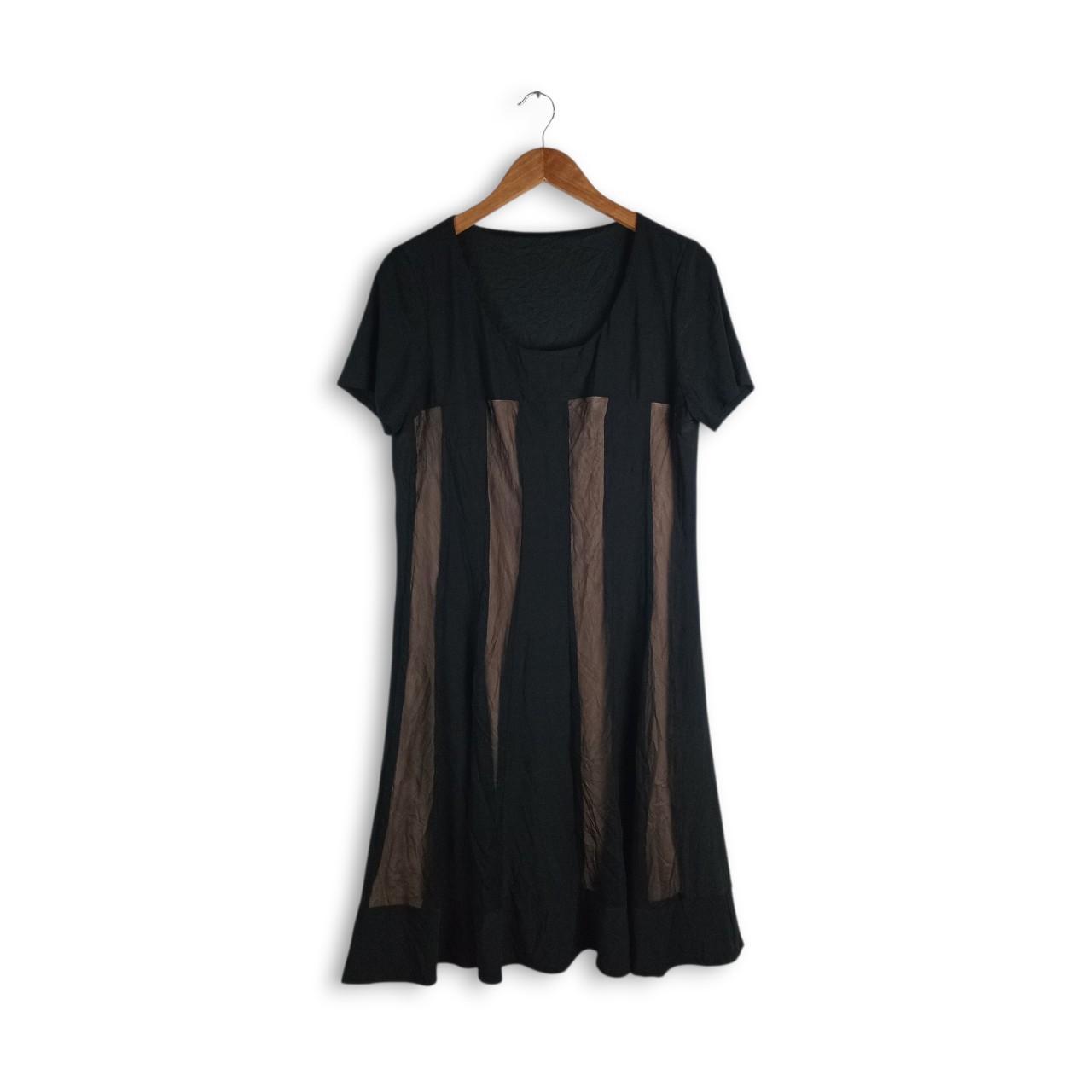 Dress Women Medium UK10-12 Black with Tan Mesh Stripes