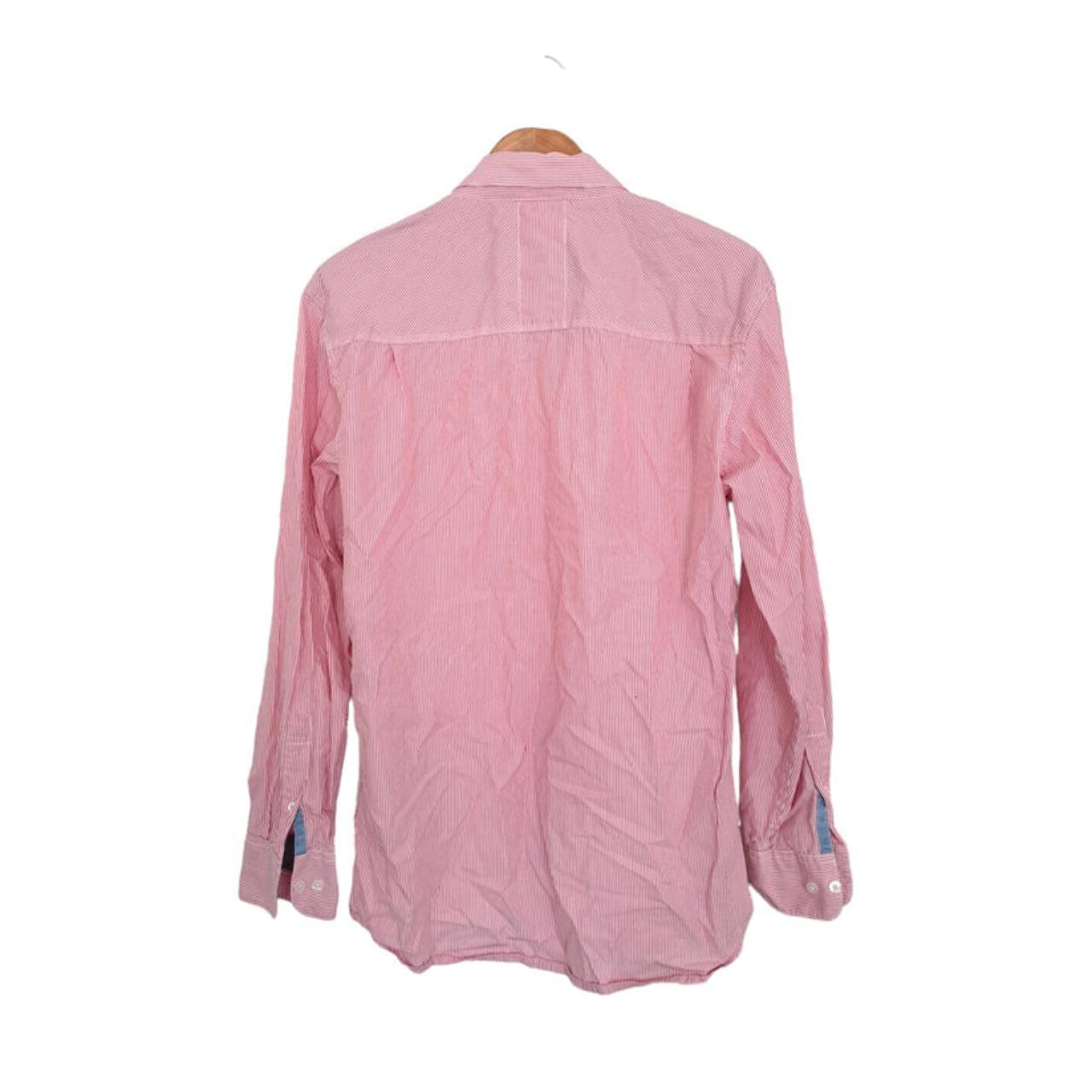 Polo Shirt Men Medium Pink Long Sleeve