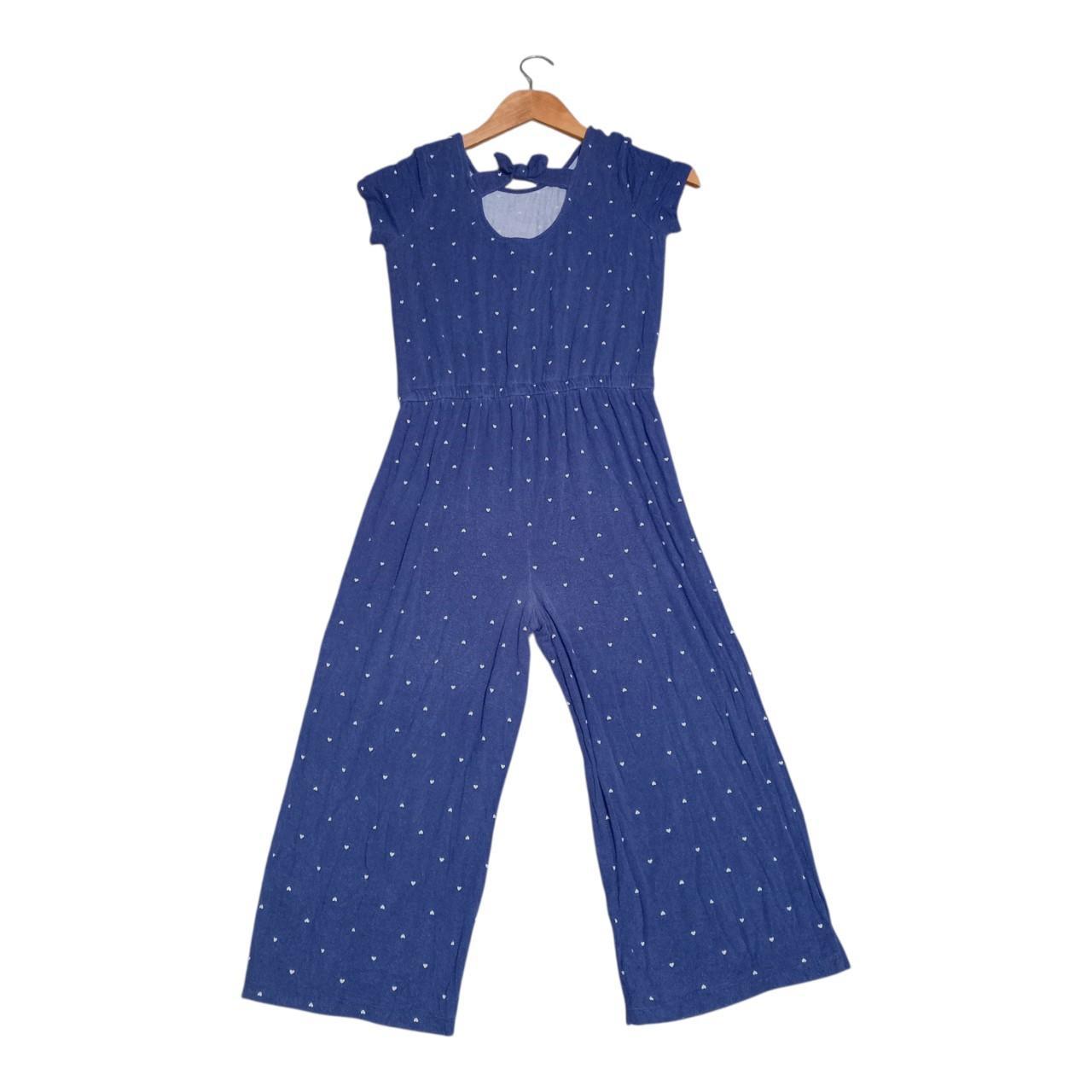 Jumpsuit Women Medium Navy Heart Print