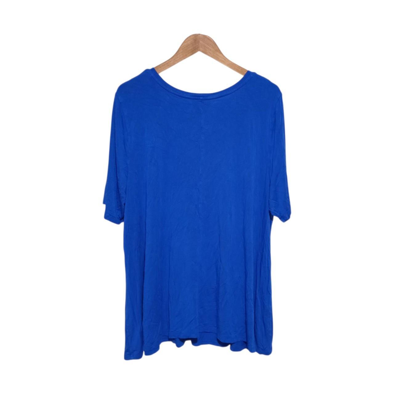T-shirt Women Plus Size Blue V-neck