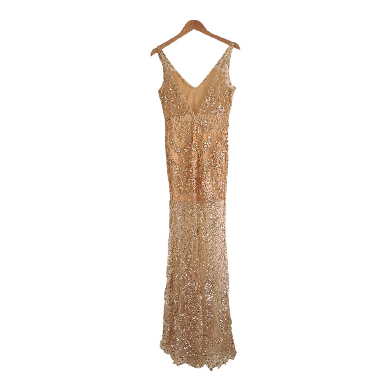 Dress Women XS Beige Glittery Formal Maxi