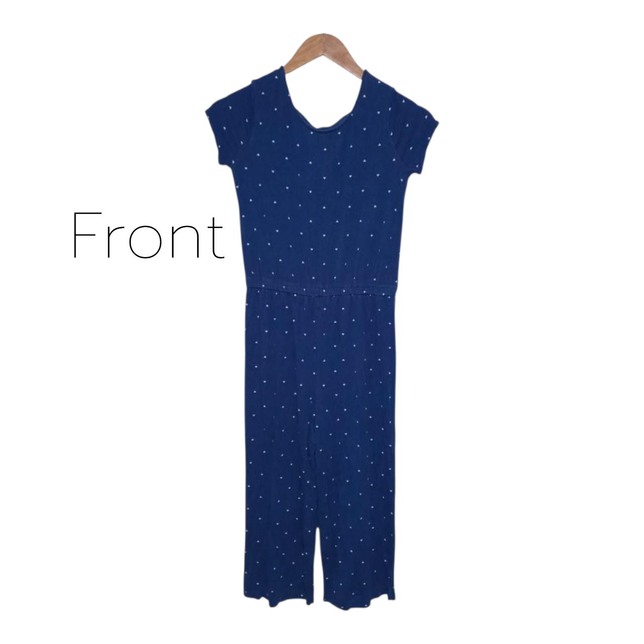 Jumpsuit Women Medium Navy Heart Print