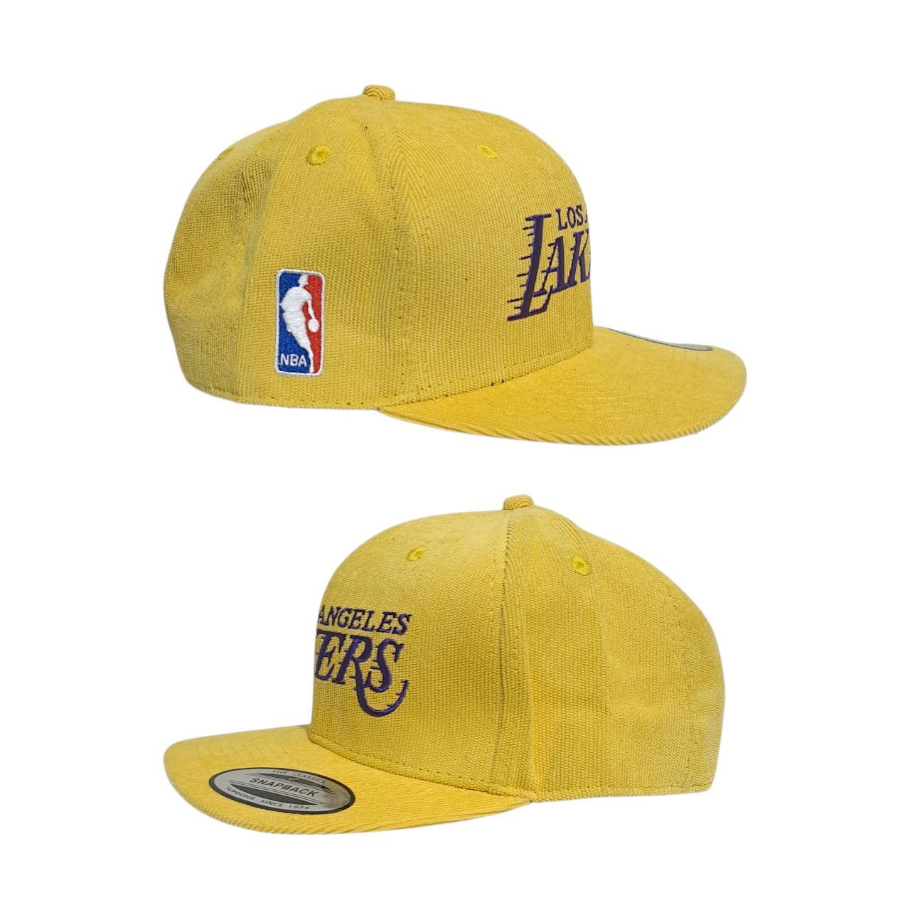 Hat Men yellow LA Lakers corduroy snapback cap