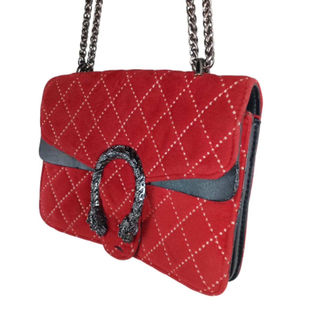 Bag Women Red Quilted Crossbody