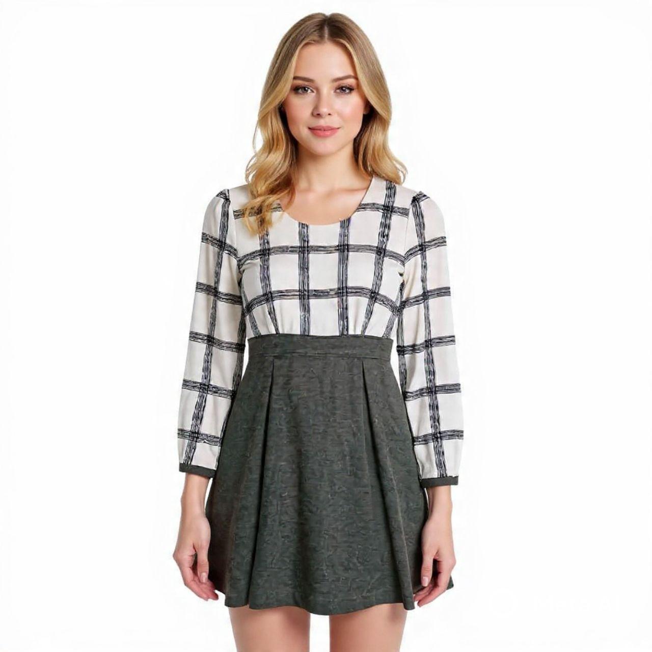 Dress Women UK8 Plaid and Gray Mini Dress