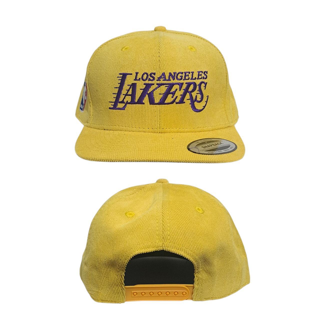 Hat Men yellow LA Lakers corduroy snapback cap