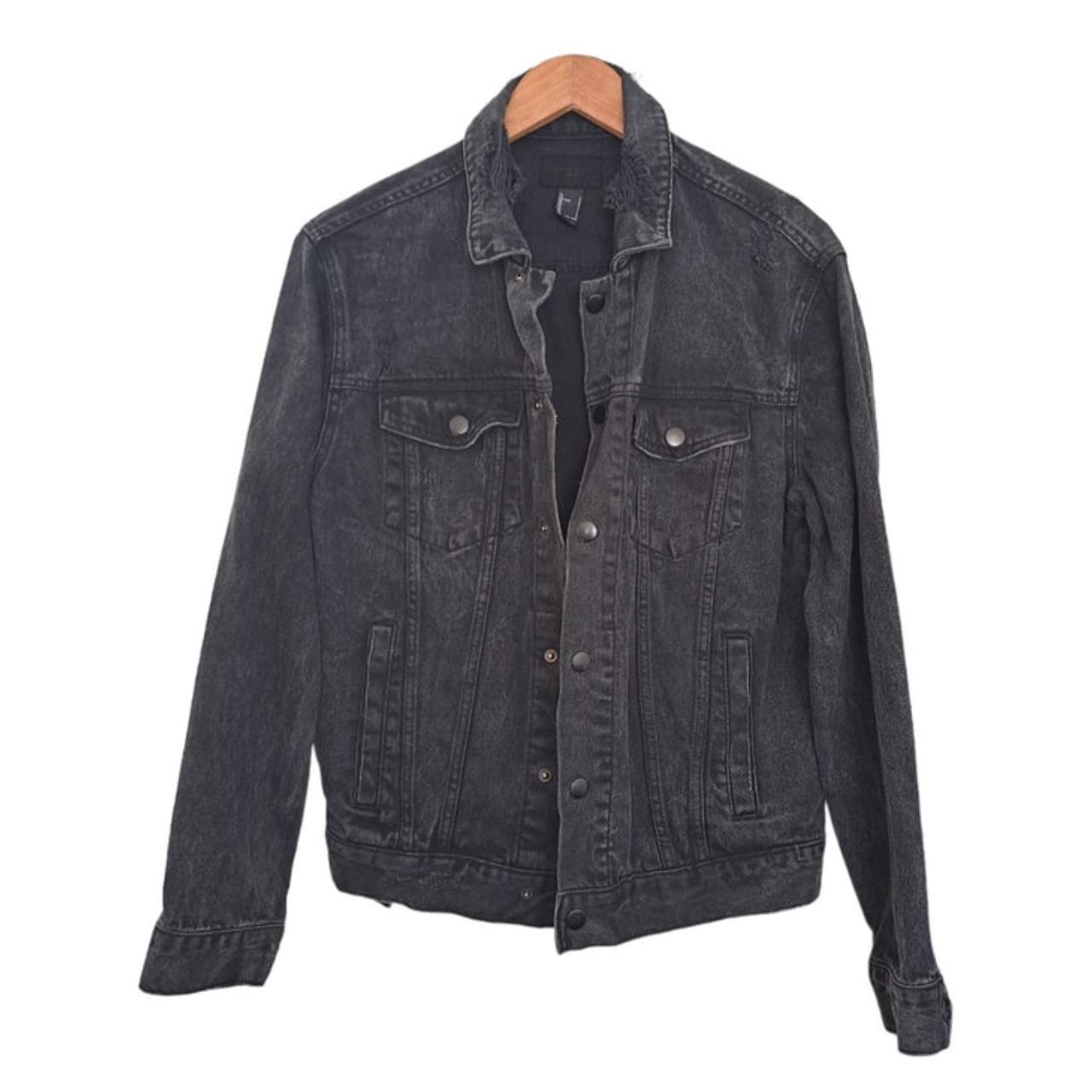 Jacket Men Small Black Distressed Denim