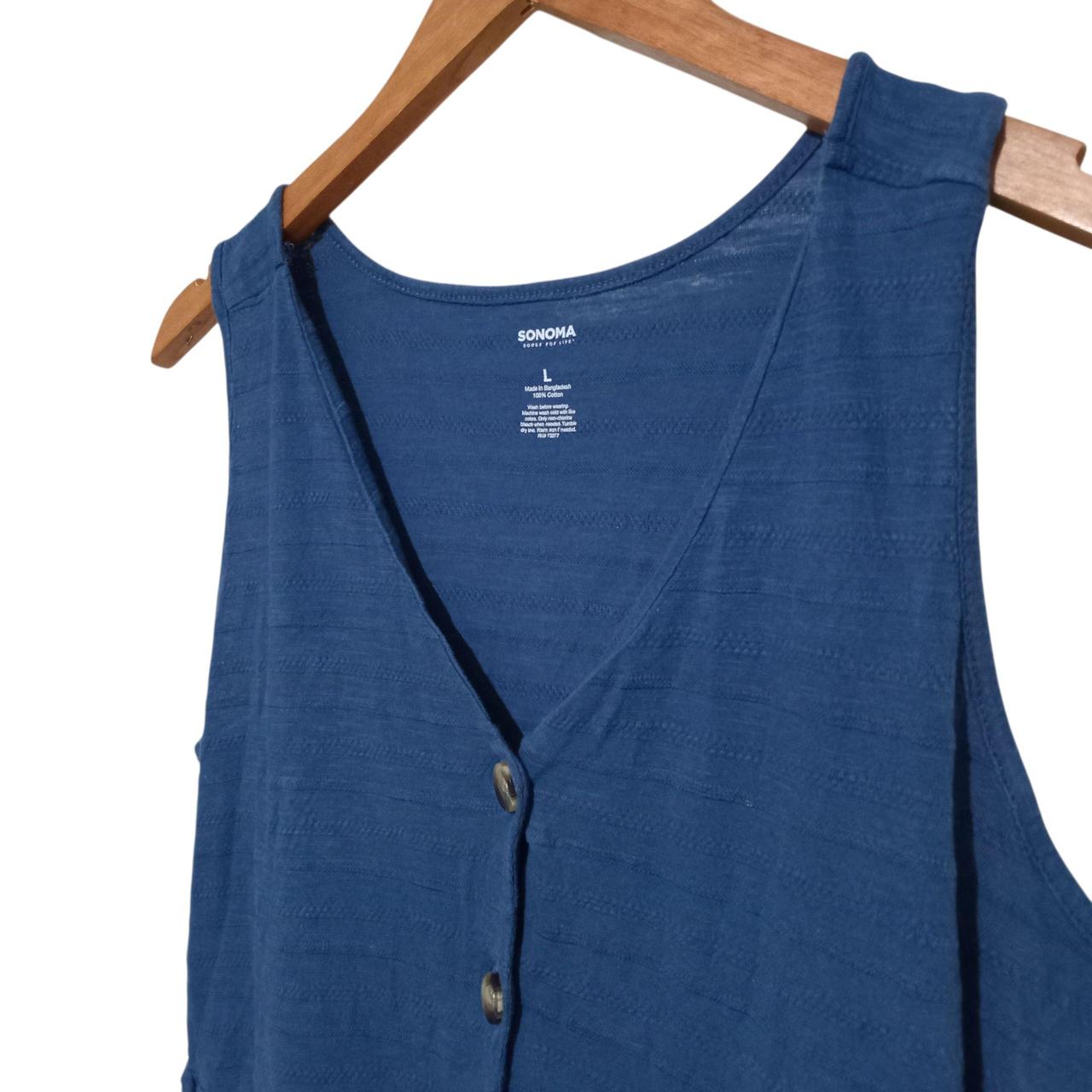 Dress Women Large Blue Button-Up Dress