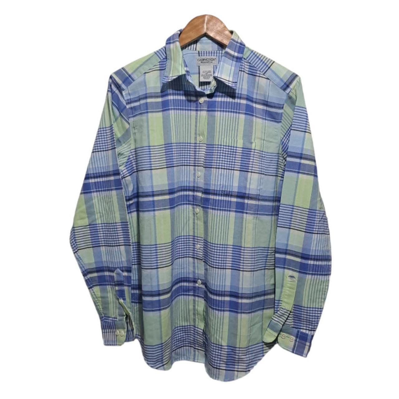 Polo Shirt Men Large Checkered Long sleeve