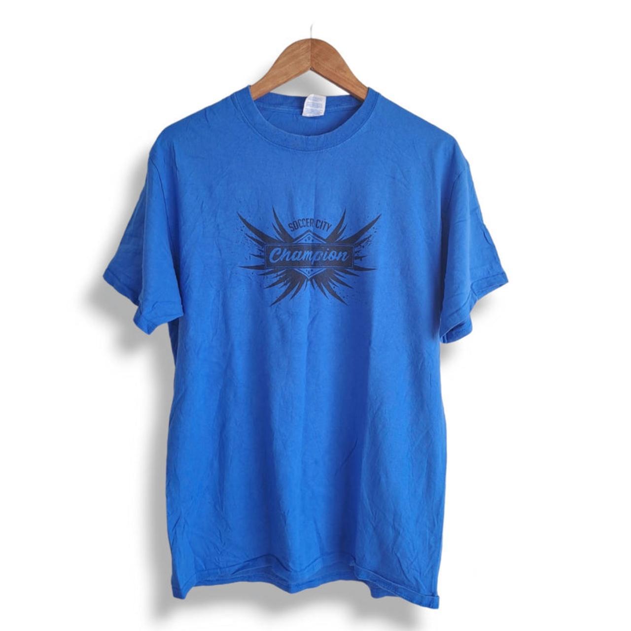 T-shirt Unisex Men Medium Blue Soccer