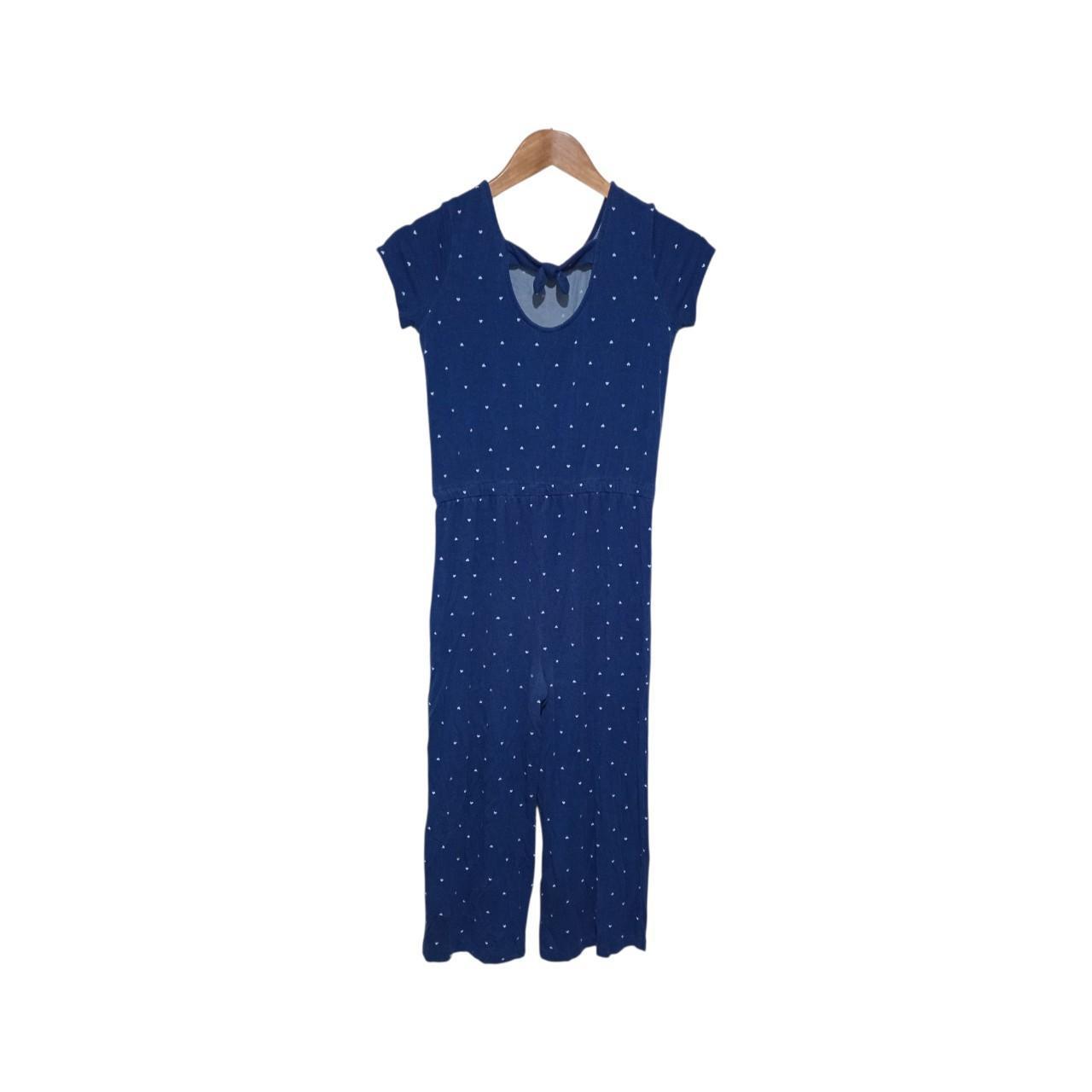 Jumpsuit Women Medium Navy Heart Print