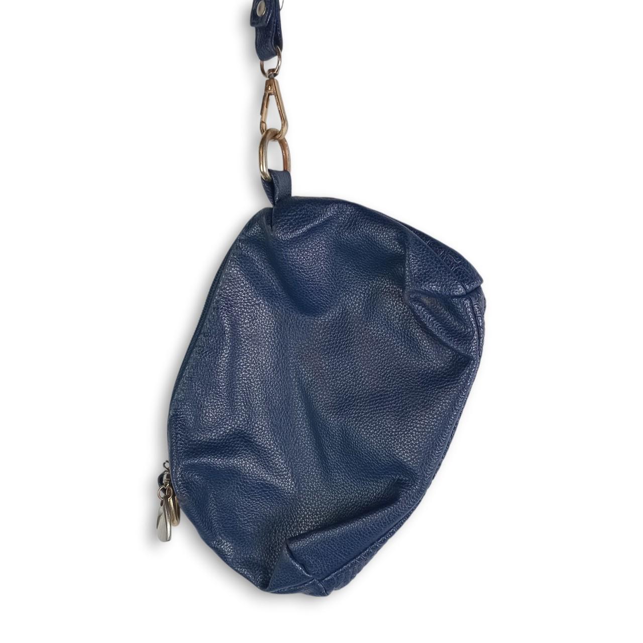 Bag Women Blue Textured Wristlet Clutch