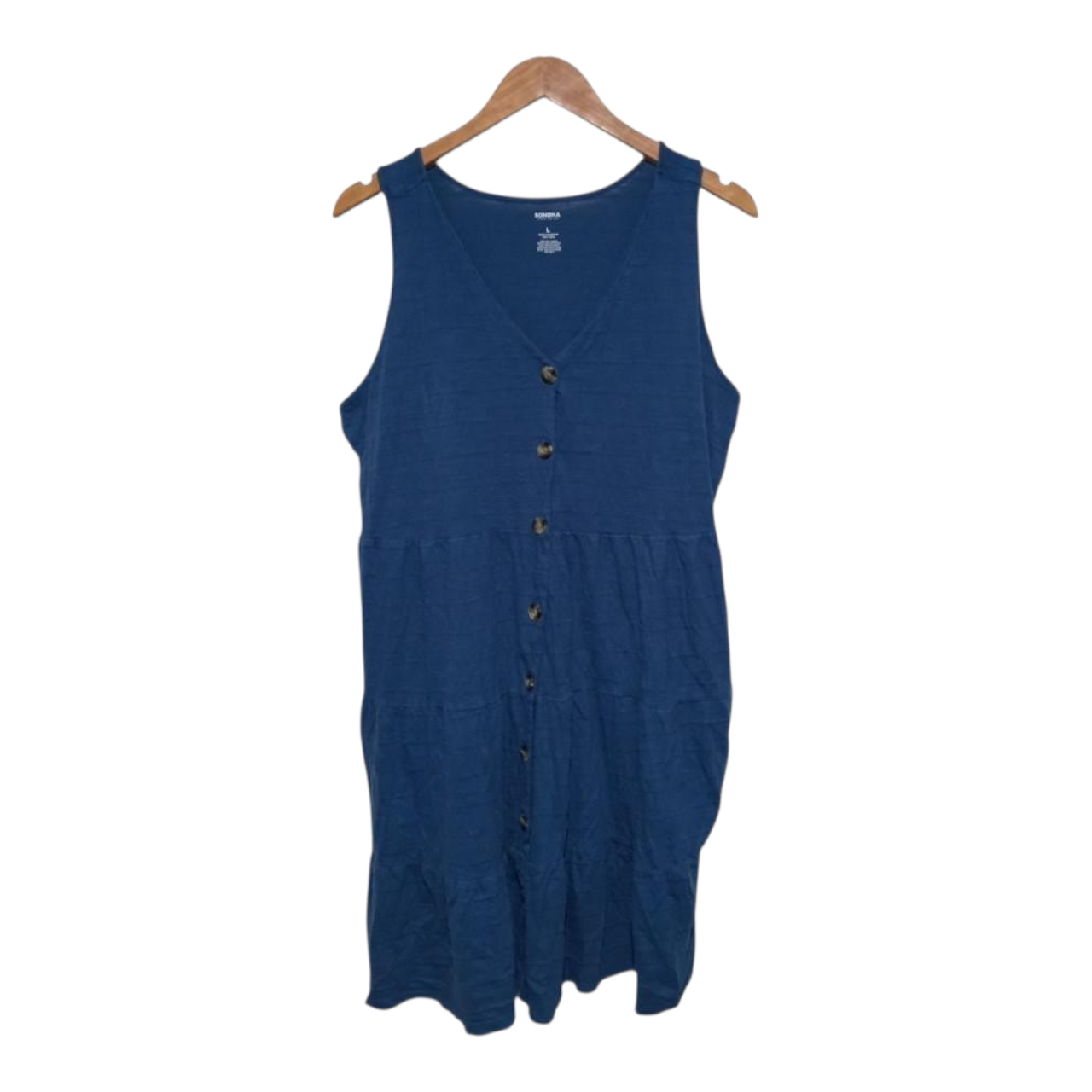 Dress Women Large Blue Button-Up Dress