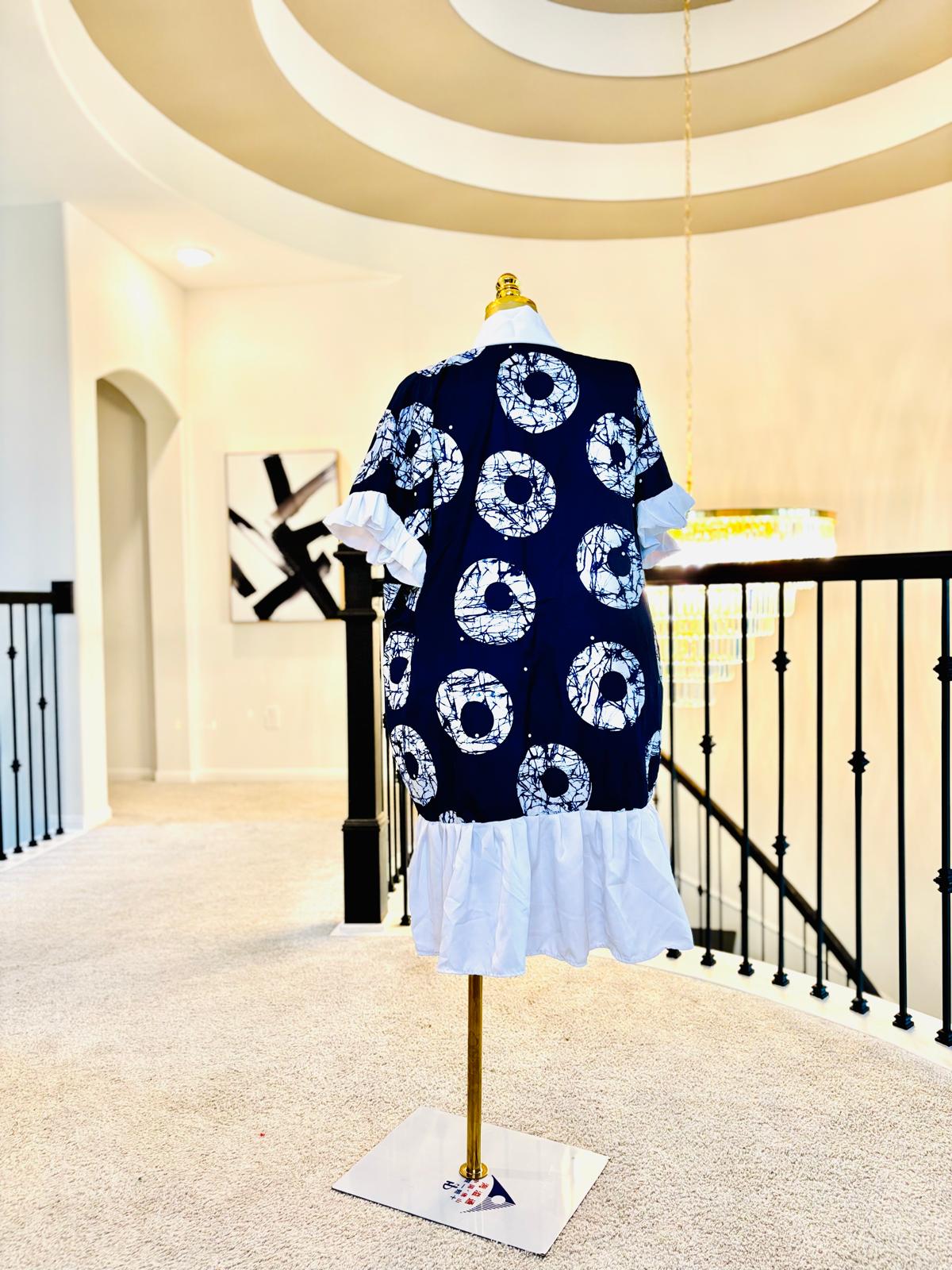 Luxe Ankara Ruffle Hem Mini Dress