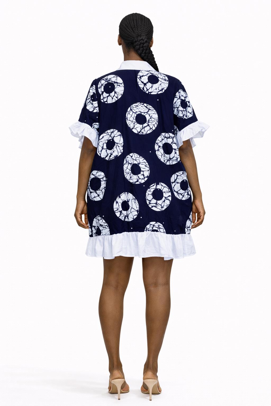 Luxe Ankara Ruffle Hem Mini Dress