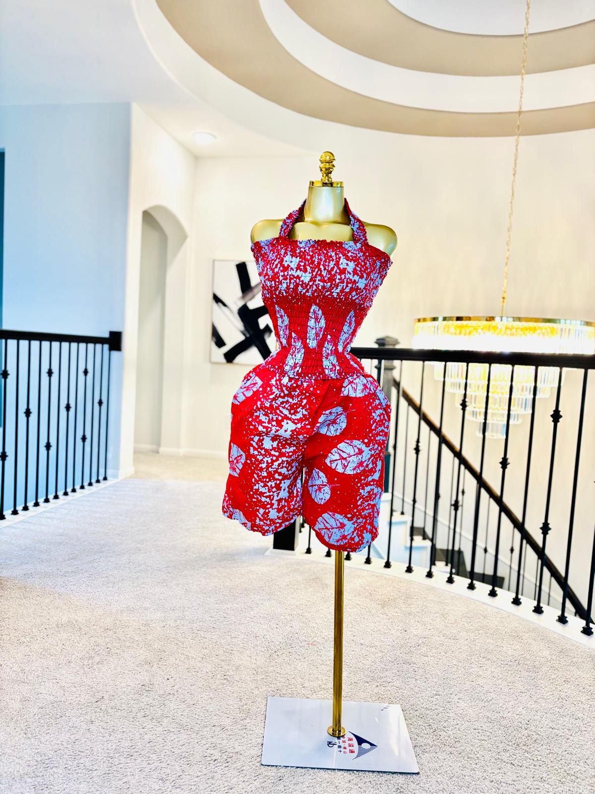 Luxe Vibrant Ankara Halter Top & Shorts Set