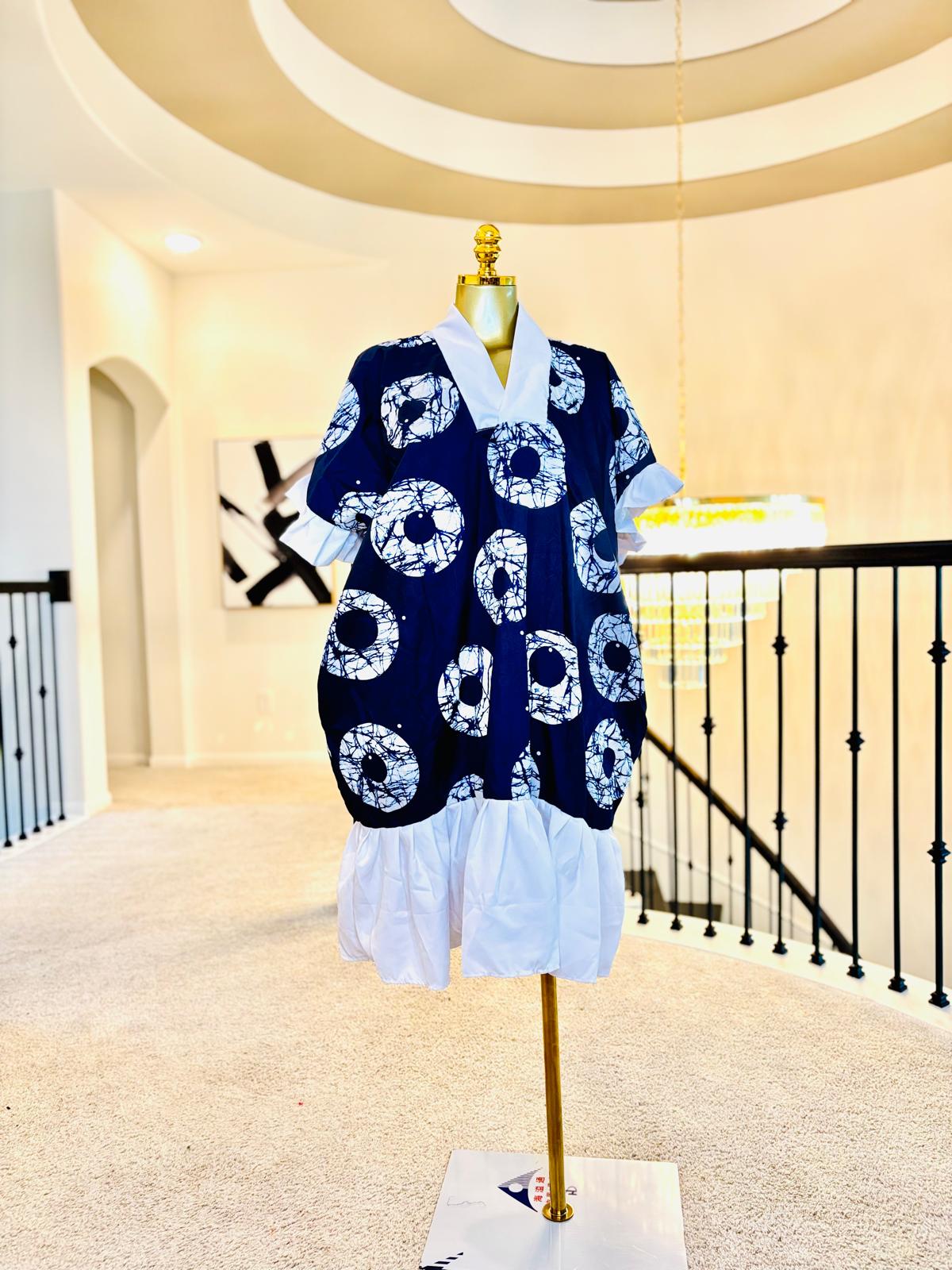 Luxe Ankara Ruffle Hem Mini Dress