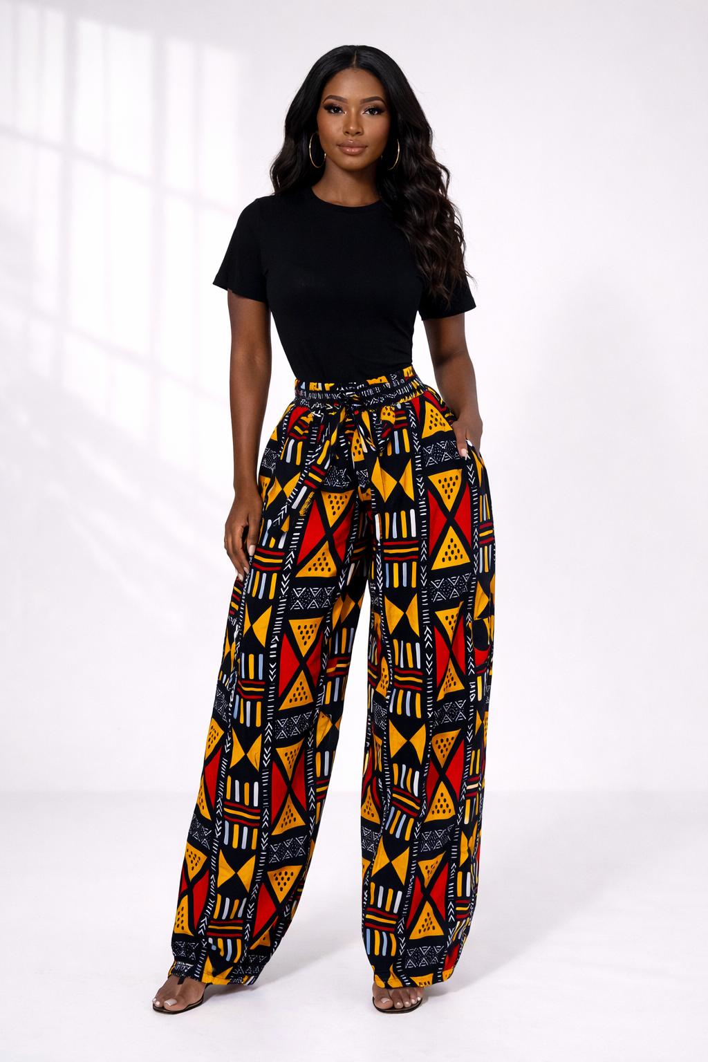 Luxe Ankara Wide-Leg Statement Pants