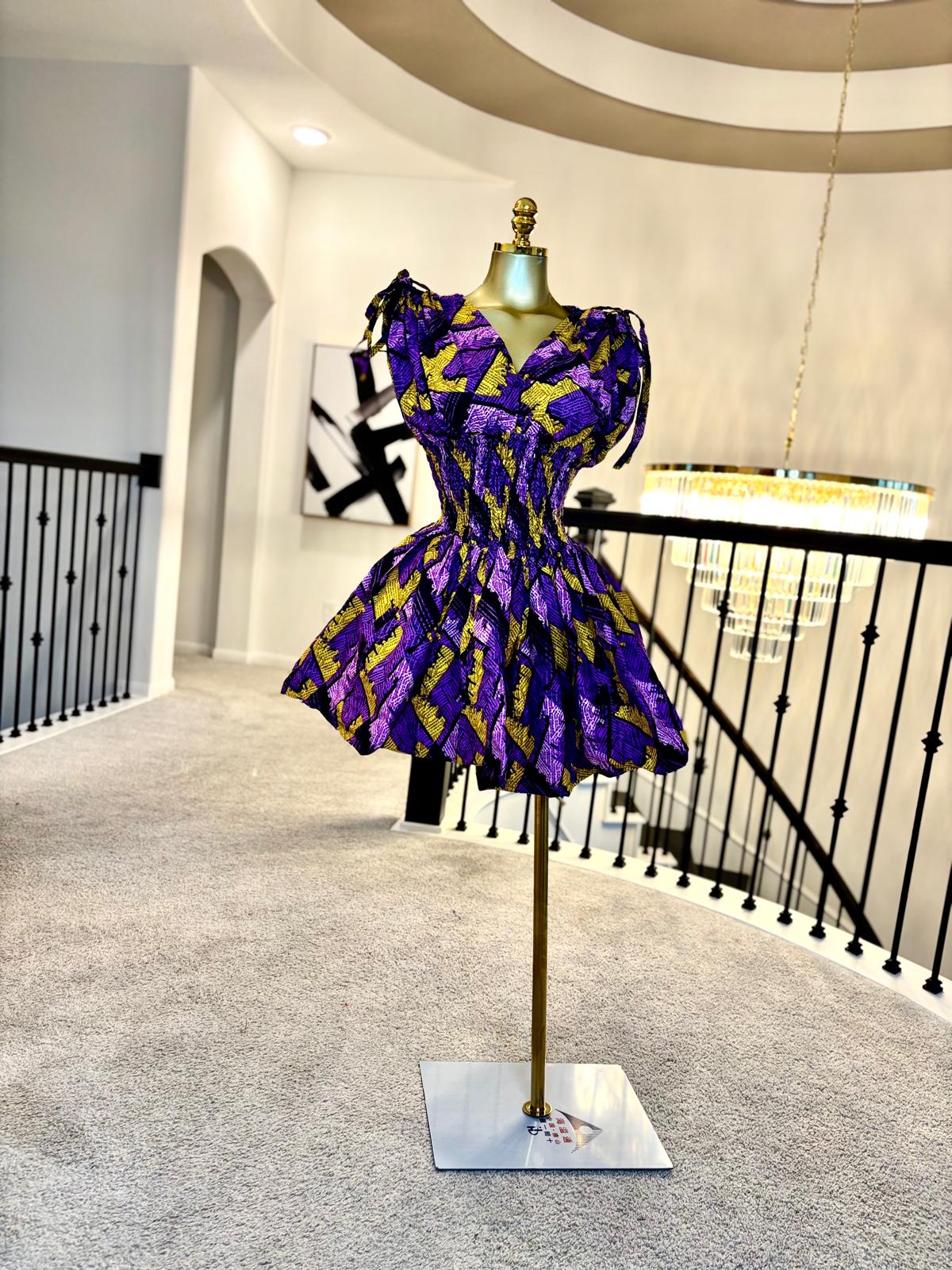 Luxe Ankara Flared Mini Dress