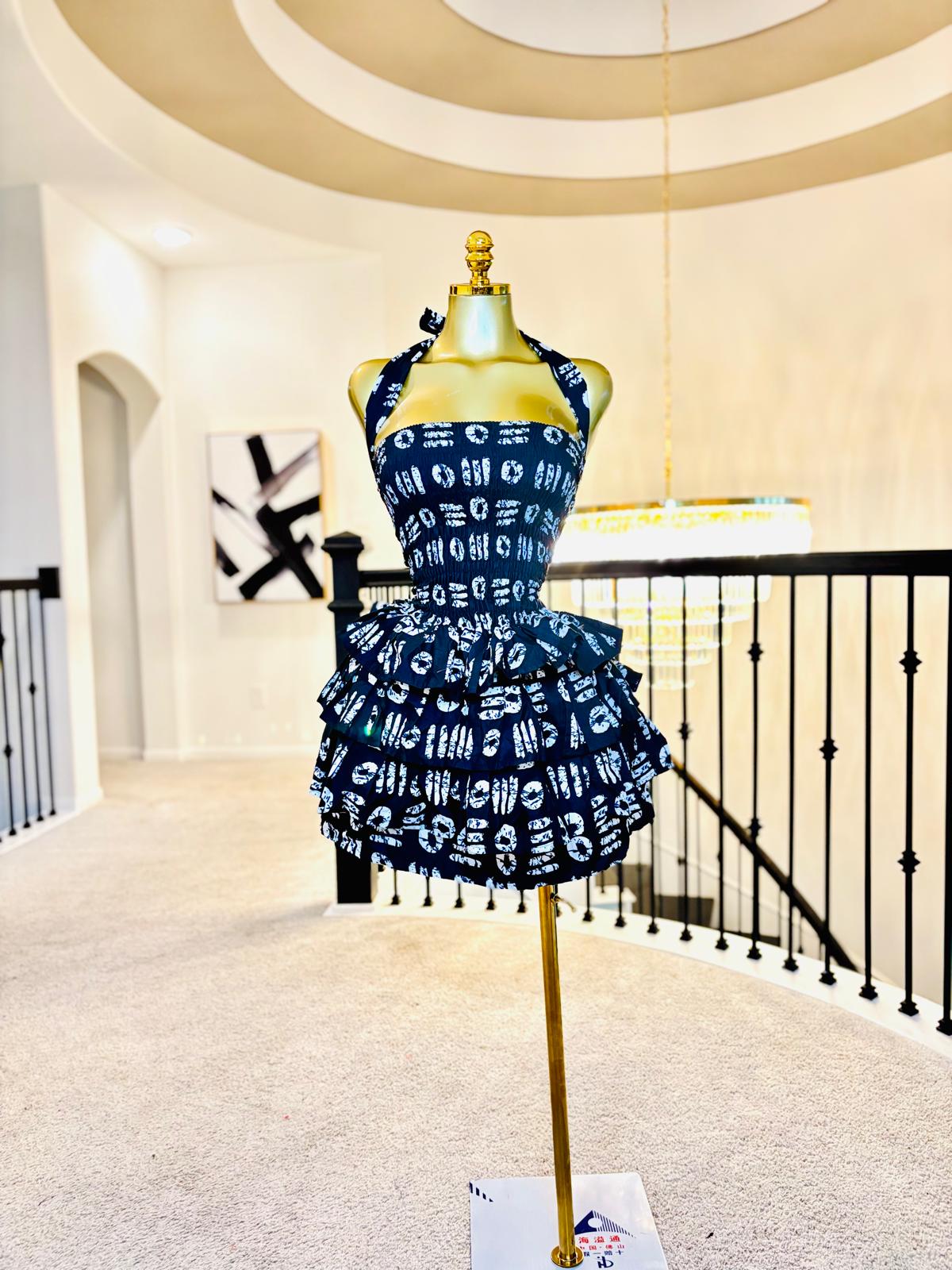 Luxe Ankara Corset Layered Mini Dress