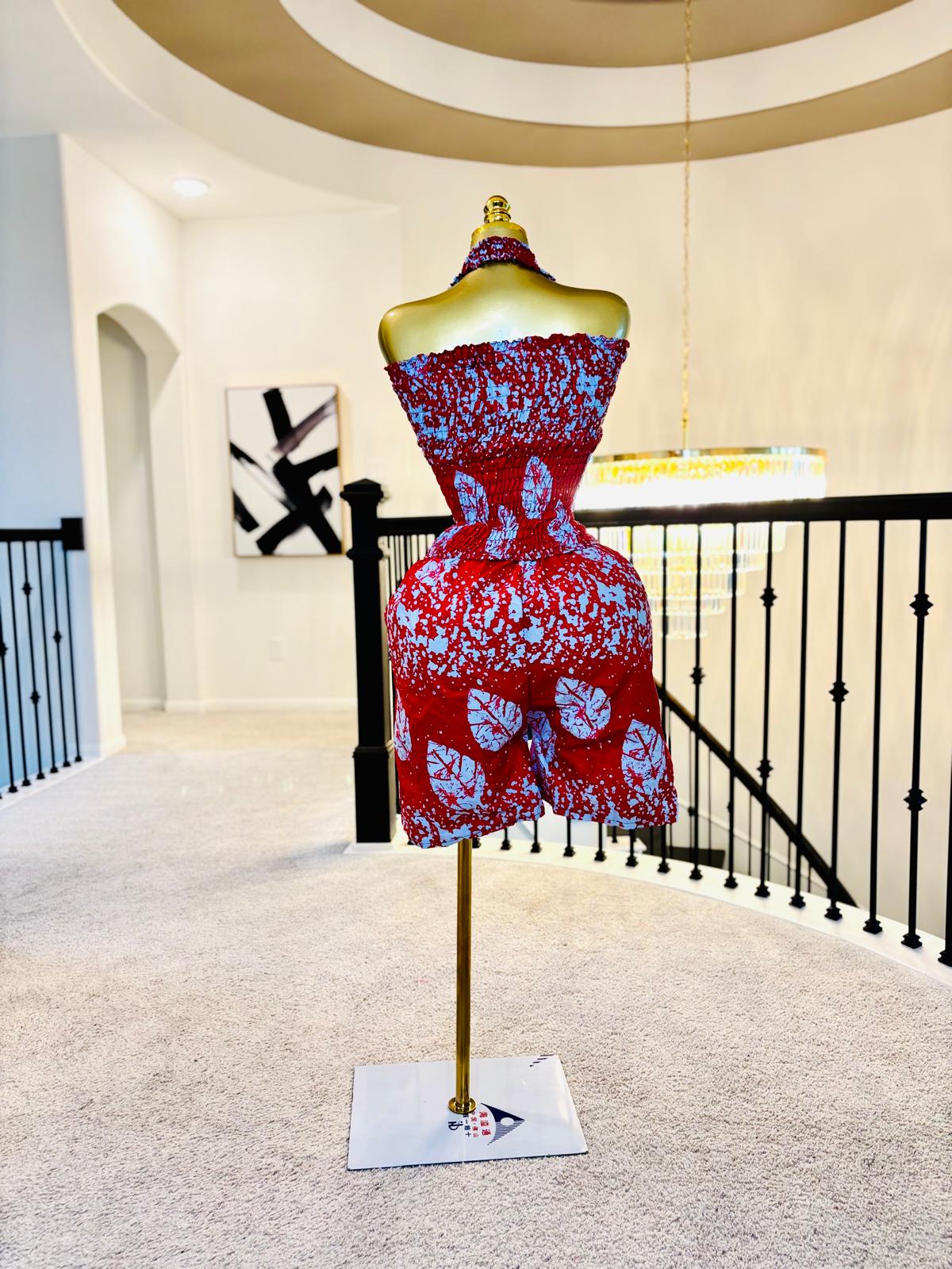 Luxe Vibrant Ankara Halter Top & Shorts Set