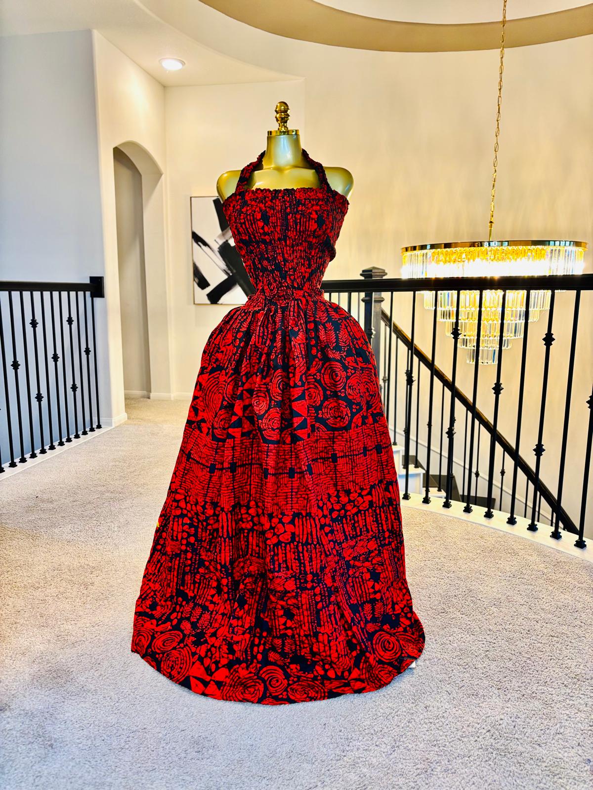 Luxe Ankara Over The Neck Statement Maxi Dress