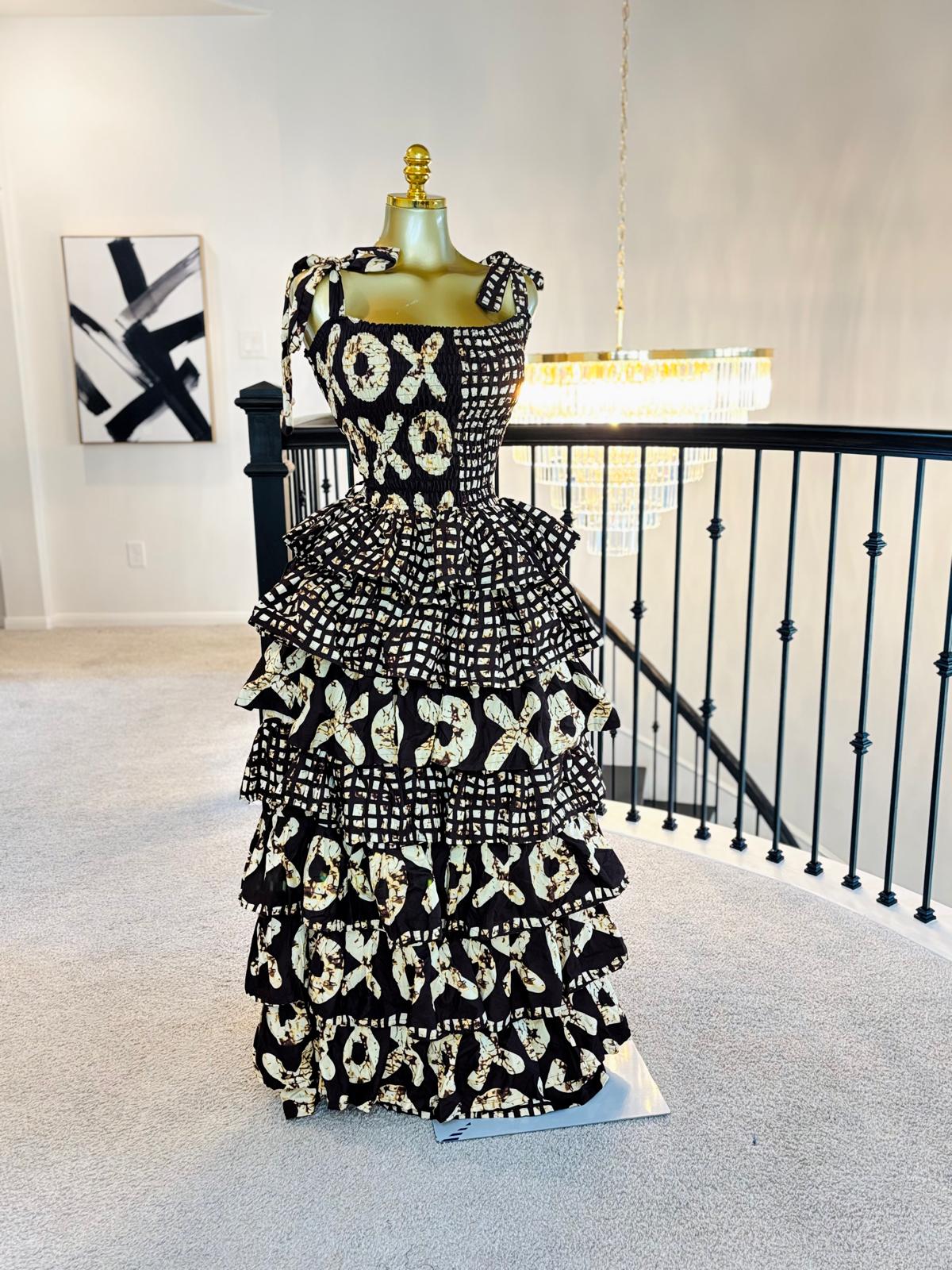 Luxe Ankara Layered Corset Statement Maxi Dress