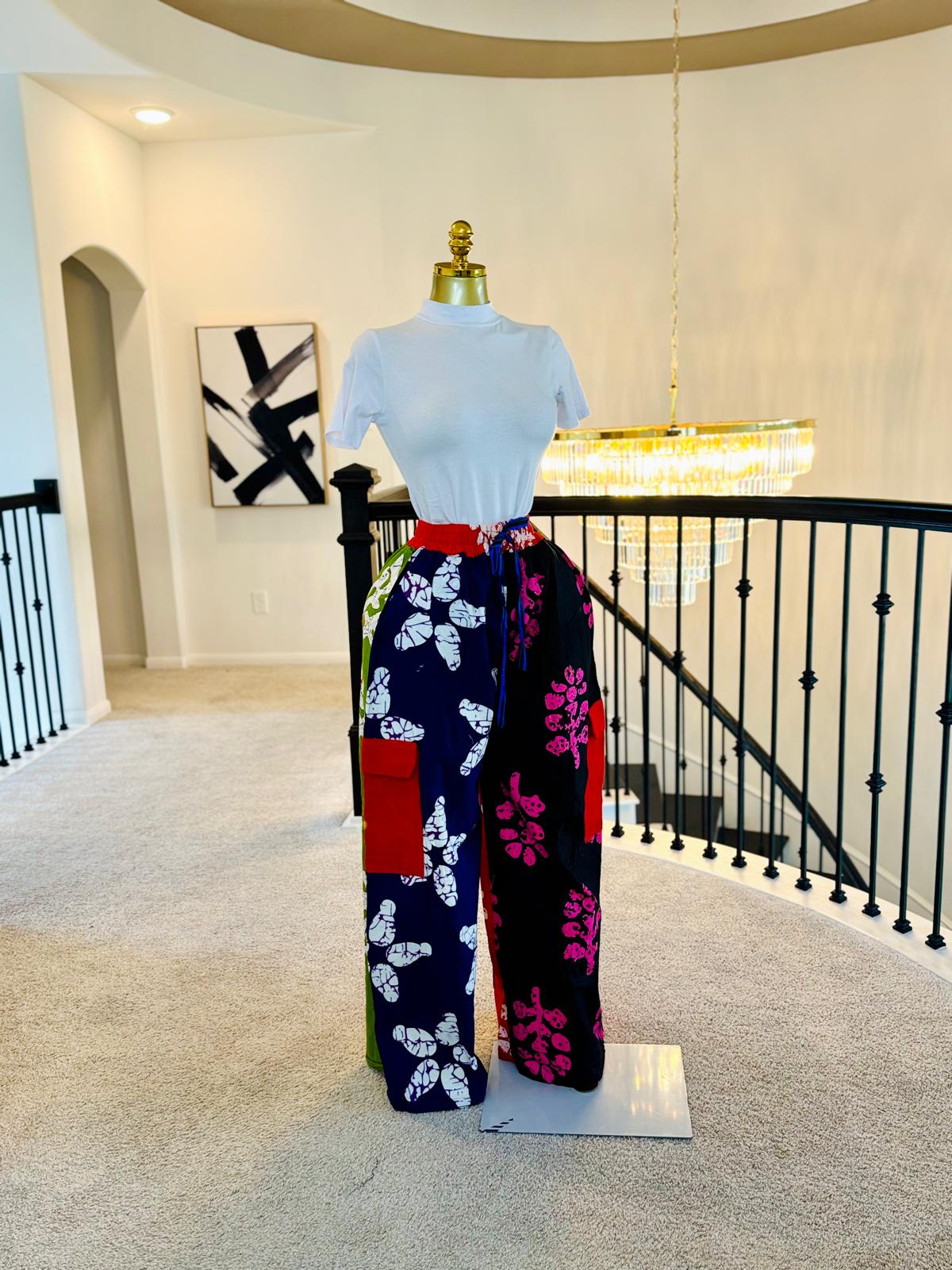 Luxe Ankara Colorblock Wide-Leg Pants