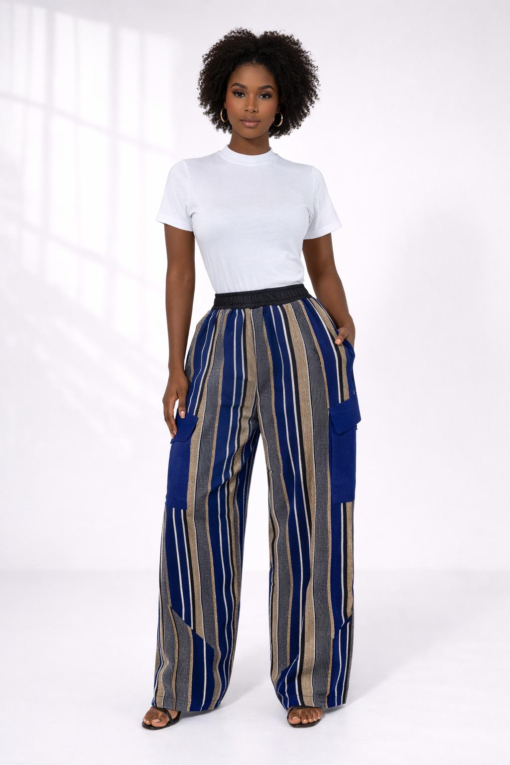 Luxe Asoke Stripe Wide-Leg Pants
