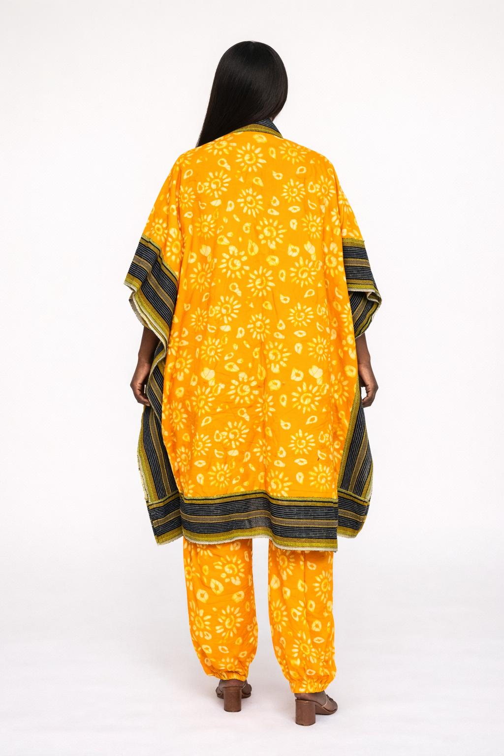 Luxe Vibrant Yellow Ankara Kimono & Pants Set