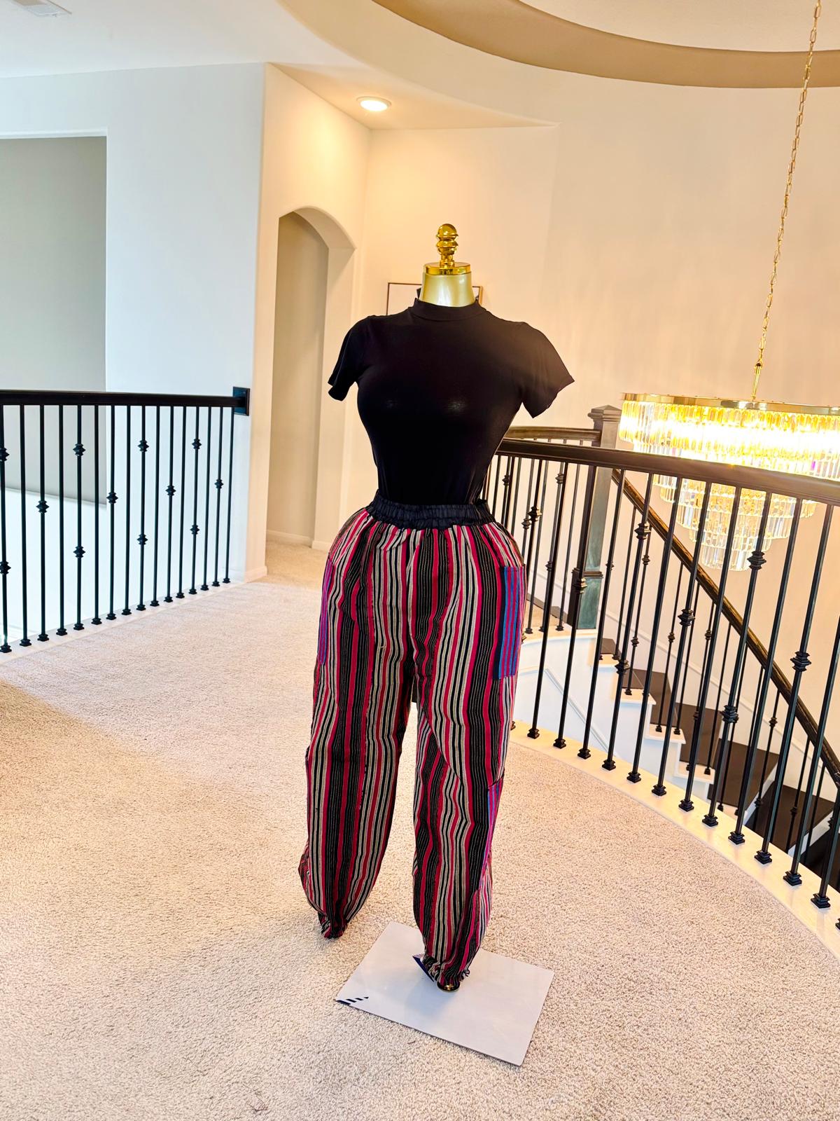 Luxe Asoke Stripe Wide-Leg Pants