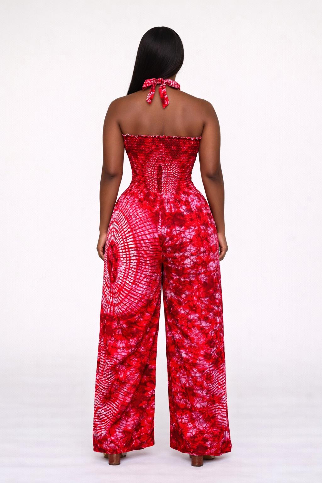Luxe Ankara Halter Wide-Leg Jumpsuit
