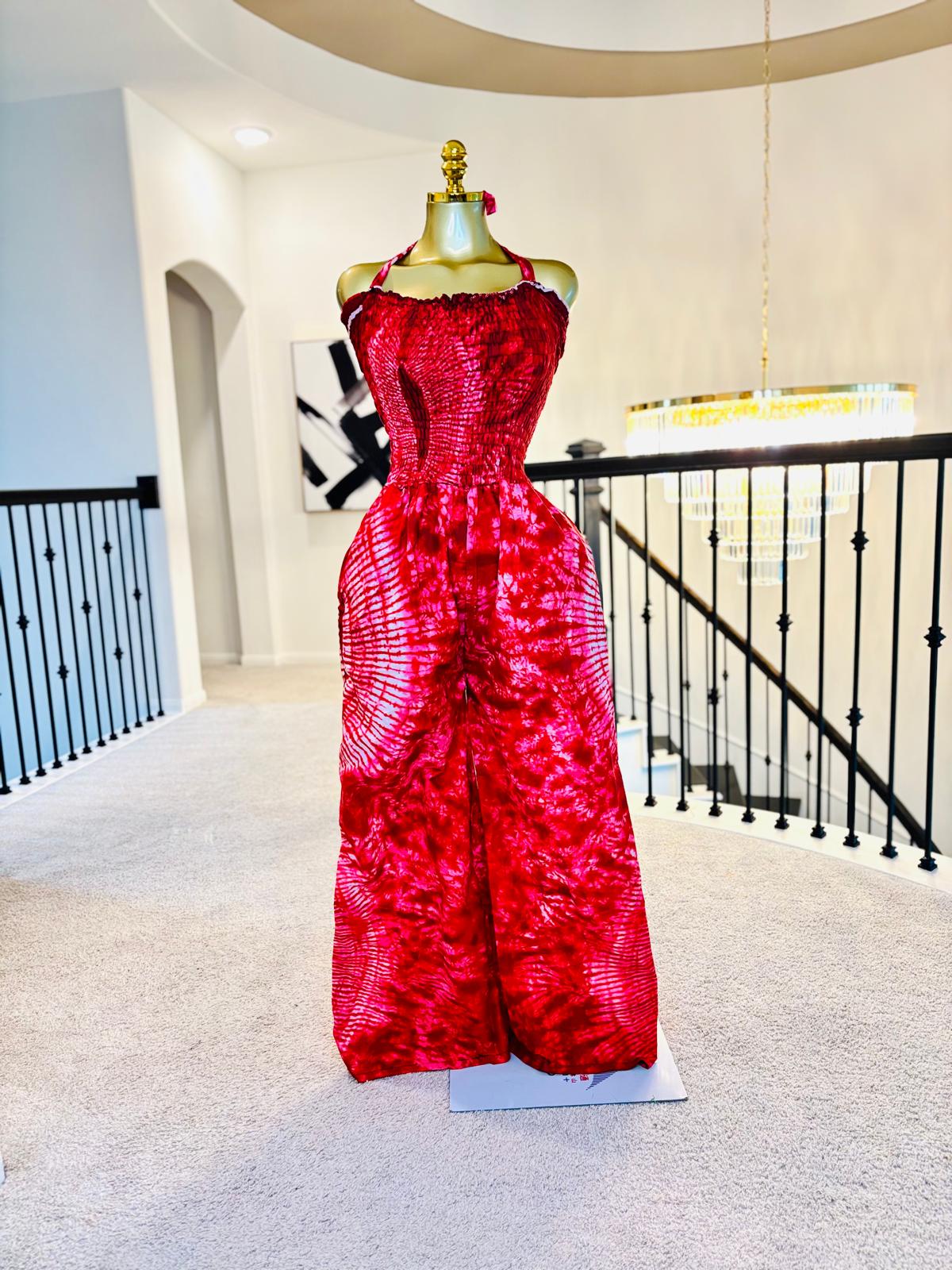 Luxe Ankara Halter Wide-Leg Jumpsuit