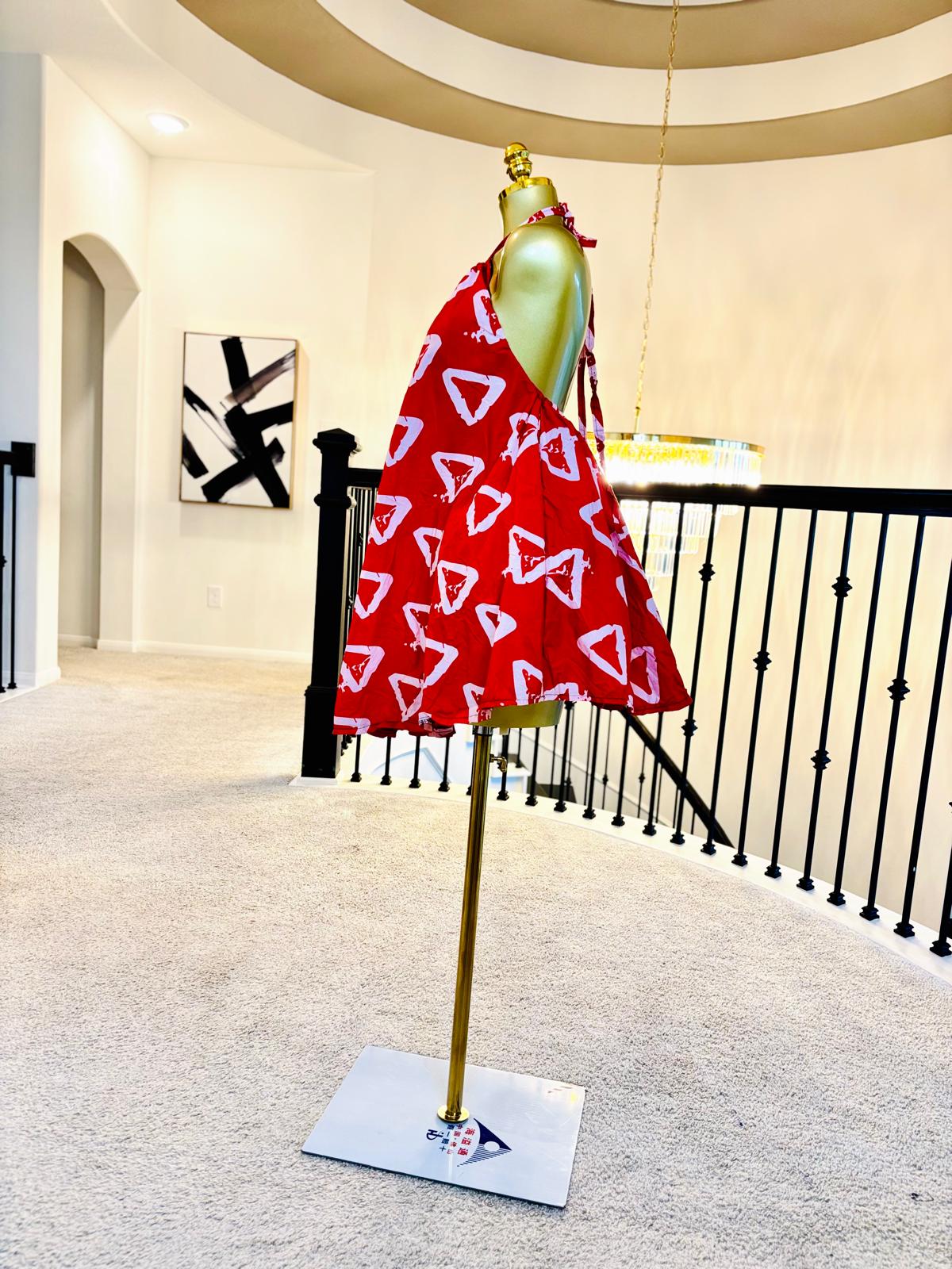 Luxe Ankara Open-Back Mini Dress