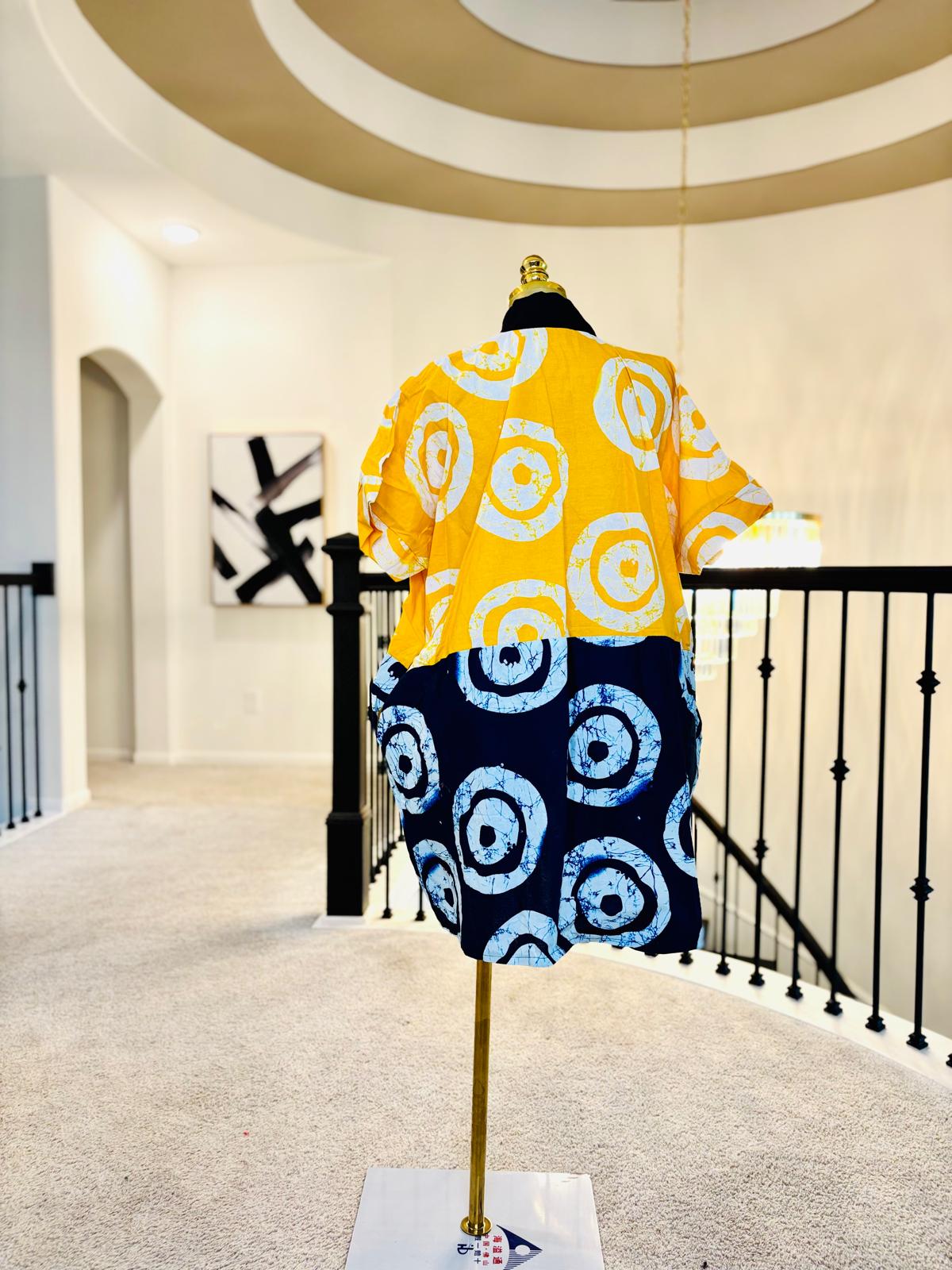 Luxe Ankara Colorblock Tunic Mini Dress