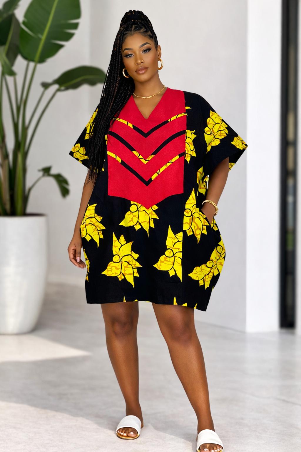 Luxe Ankara Chevron Tunic Mini Dress