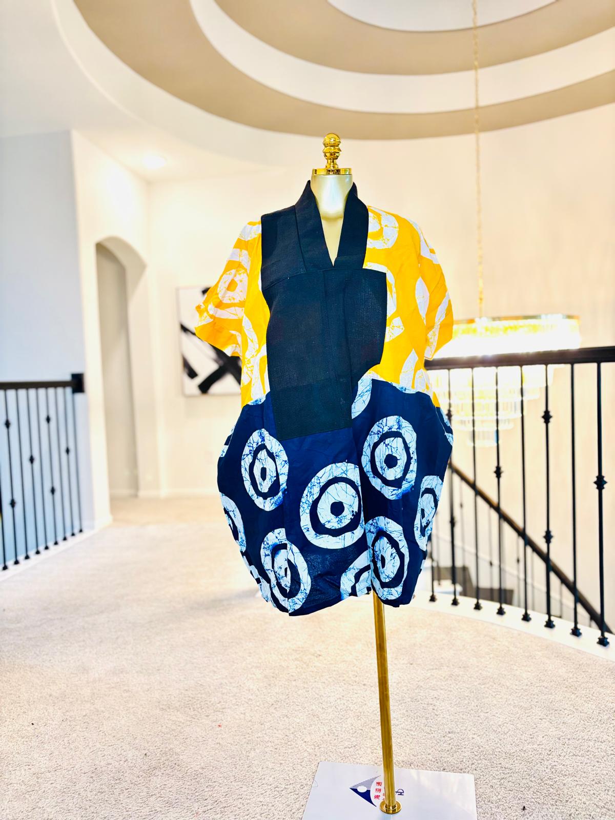 Luxe Ankara Colorblock Tunic Mini Dress