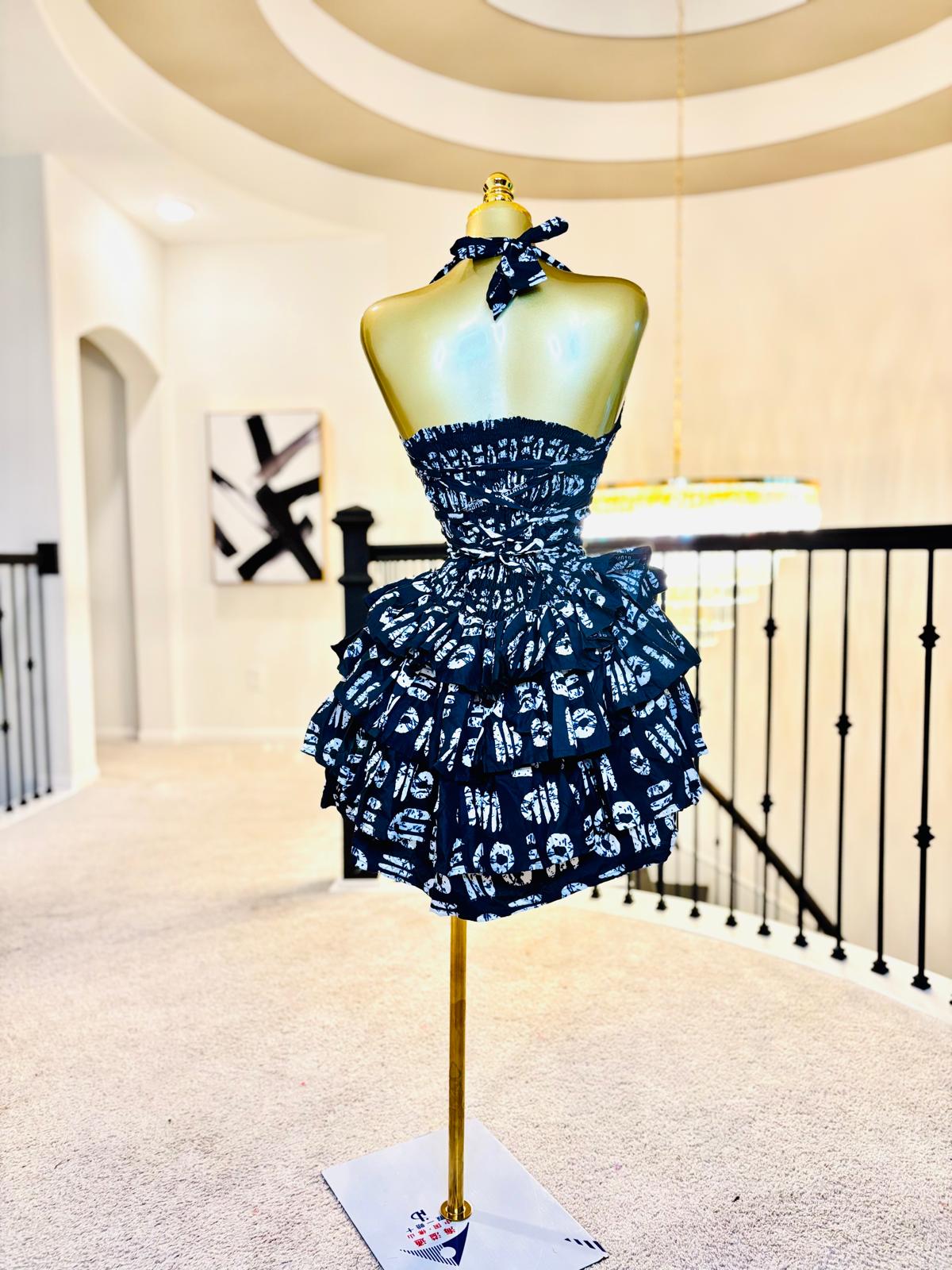 Luxe Ankara Corset Layered Mini Dress