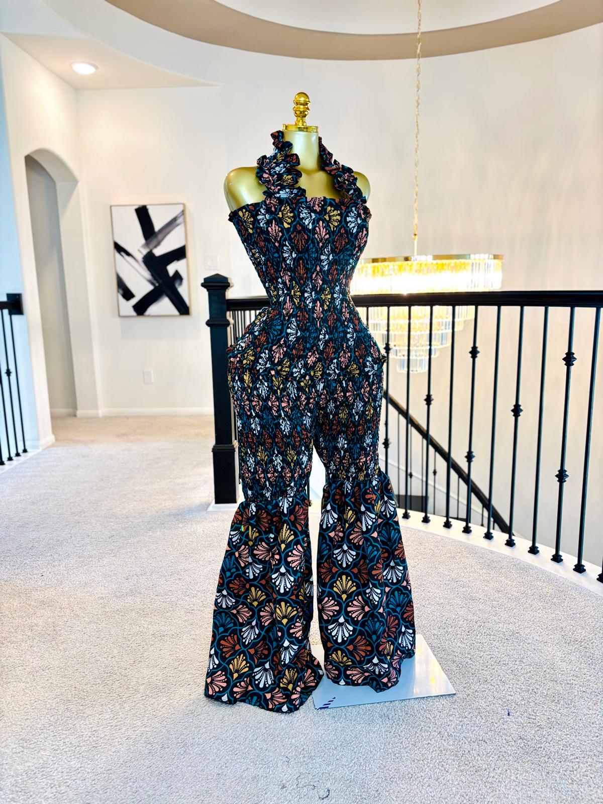 Luxe Ankara Halter Top & Flared Pants Set