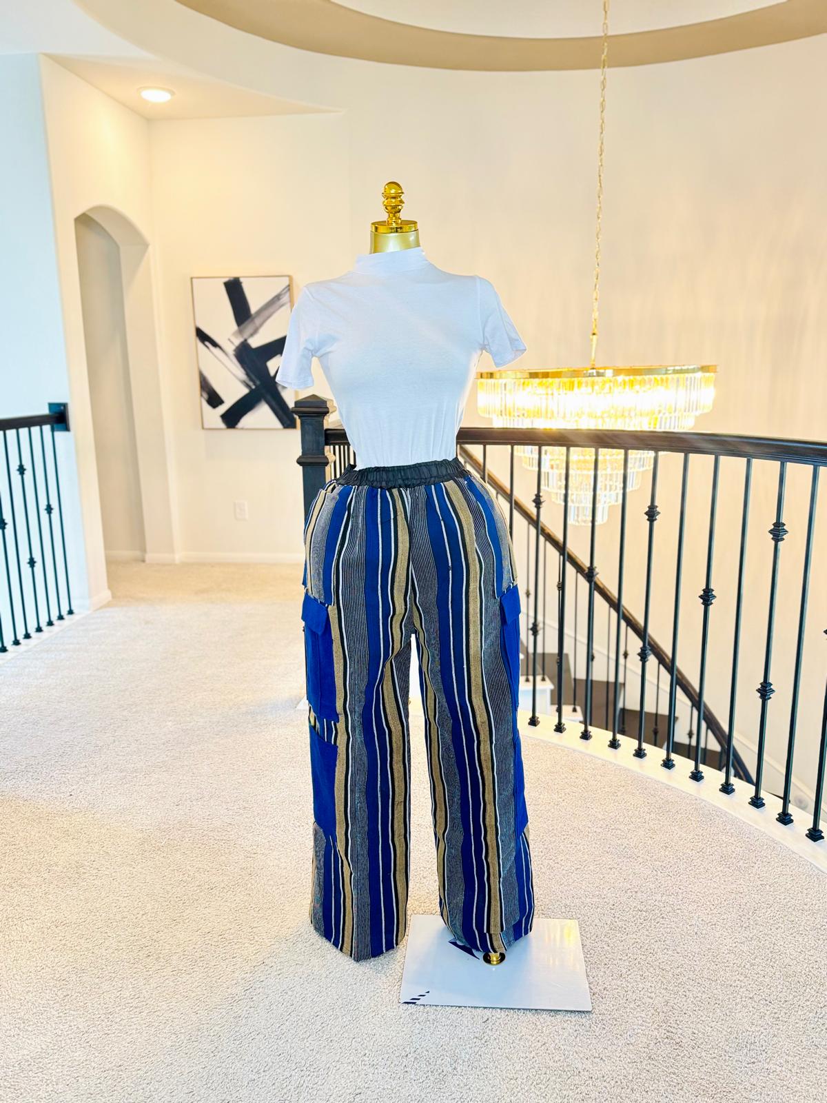 Luxe Asoke Stripe Wide-Leg Pants