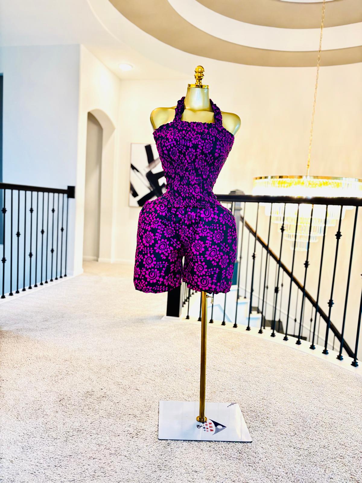 Luxe Vibrant Ankara Halter Top & Shorts Set