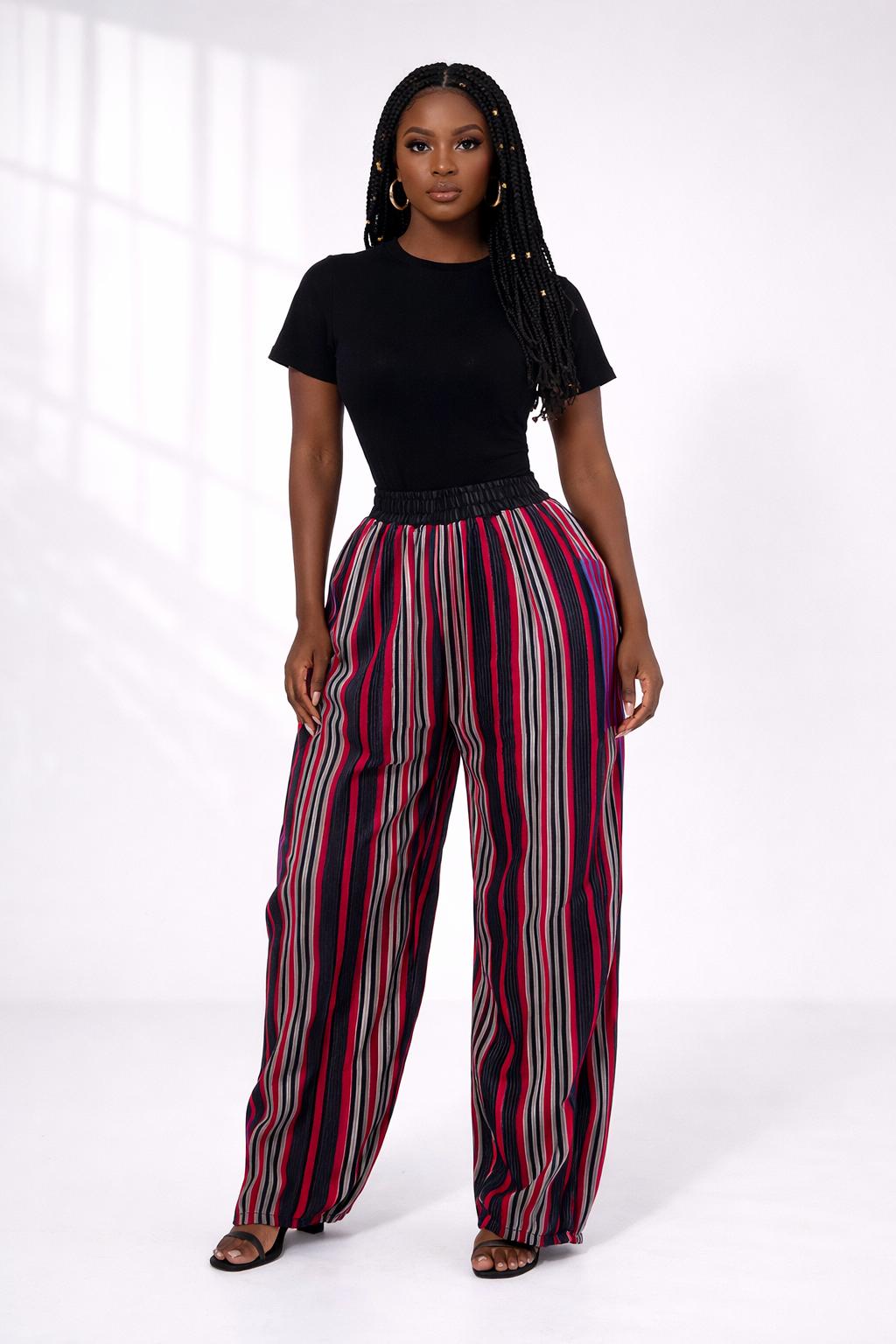 Luxe Asoke Stripe Wide-Leg Pants