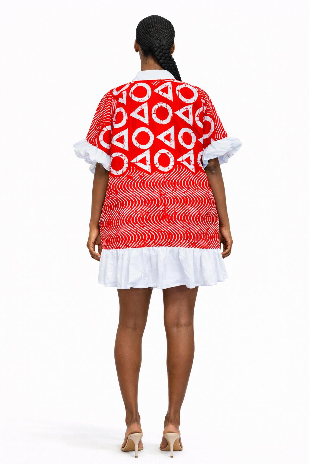 Luxe Ankara Ruffle Hem Mini Dress