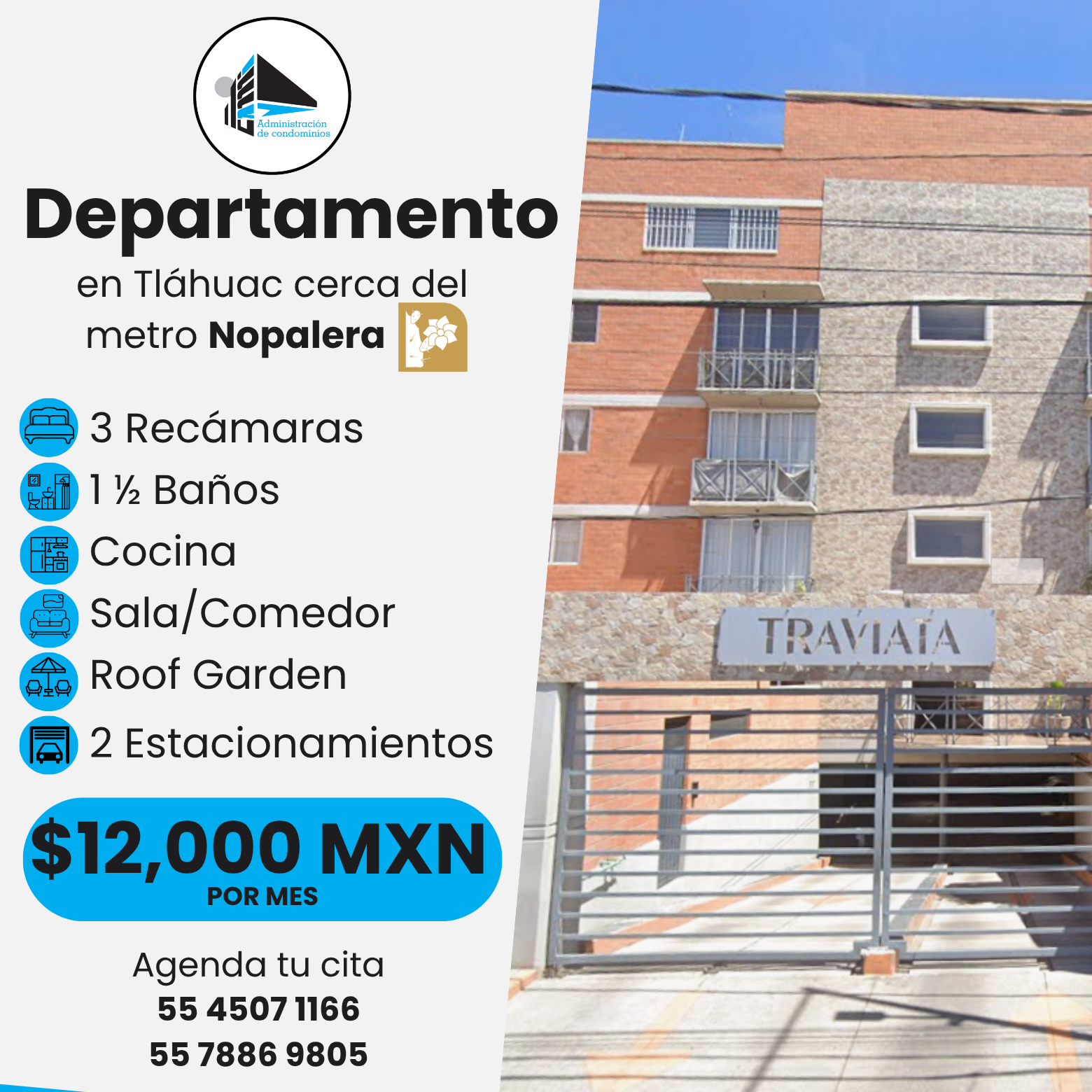 Renta de departamento en Tláhuac cerca del metro Nopalera