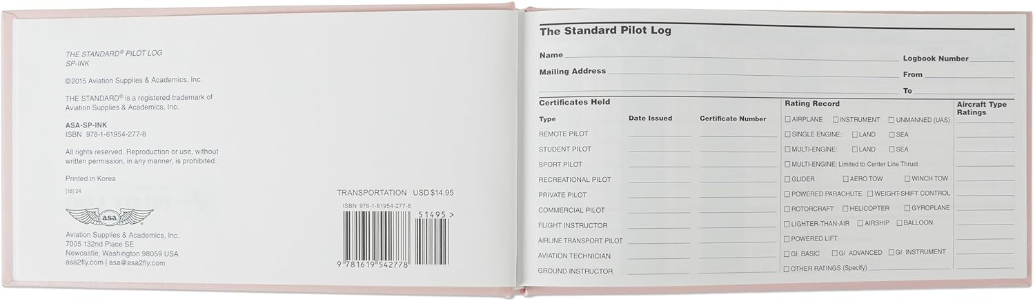 The Standard Pilot Logbook (Pink)