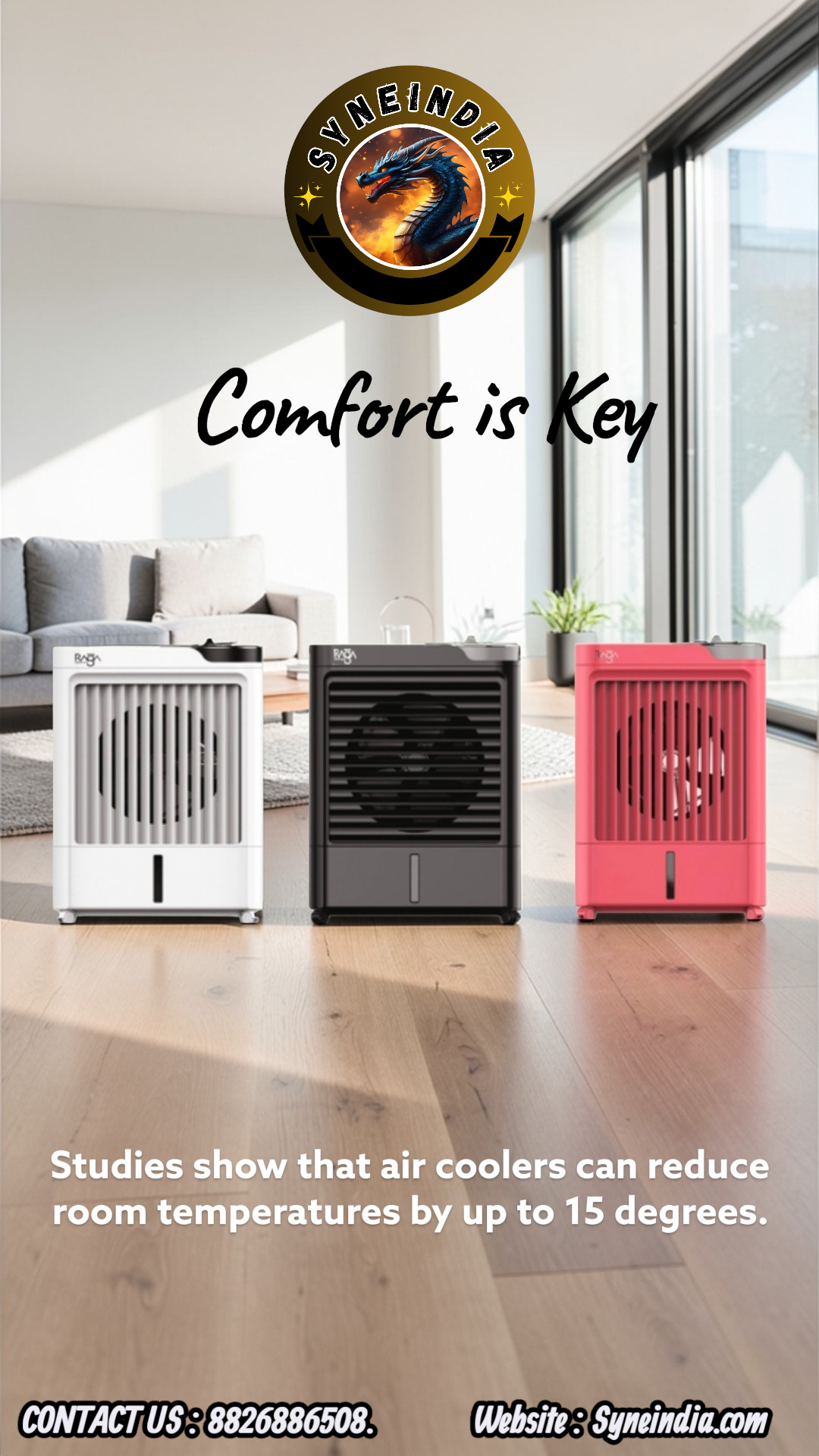 Shine India Arctic 20L Tower-Desert Cooler (9-inch Fan)